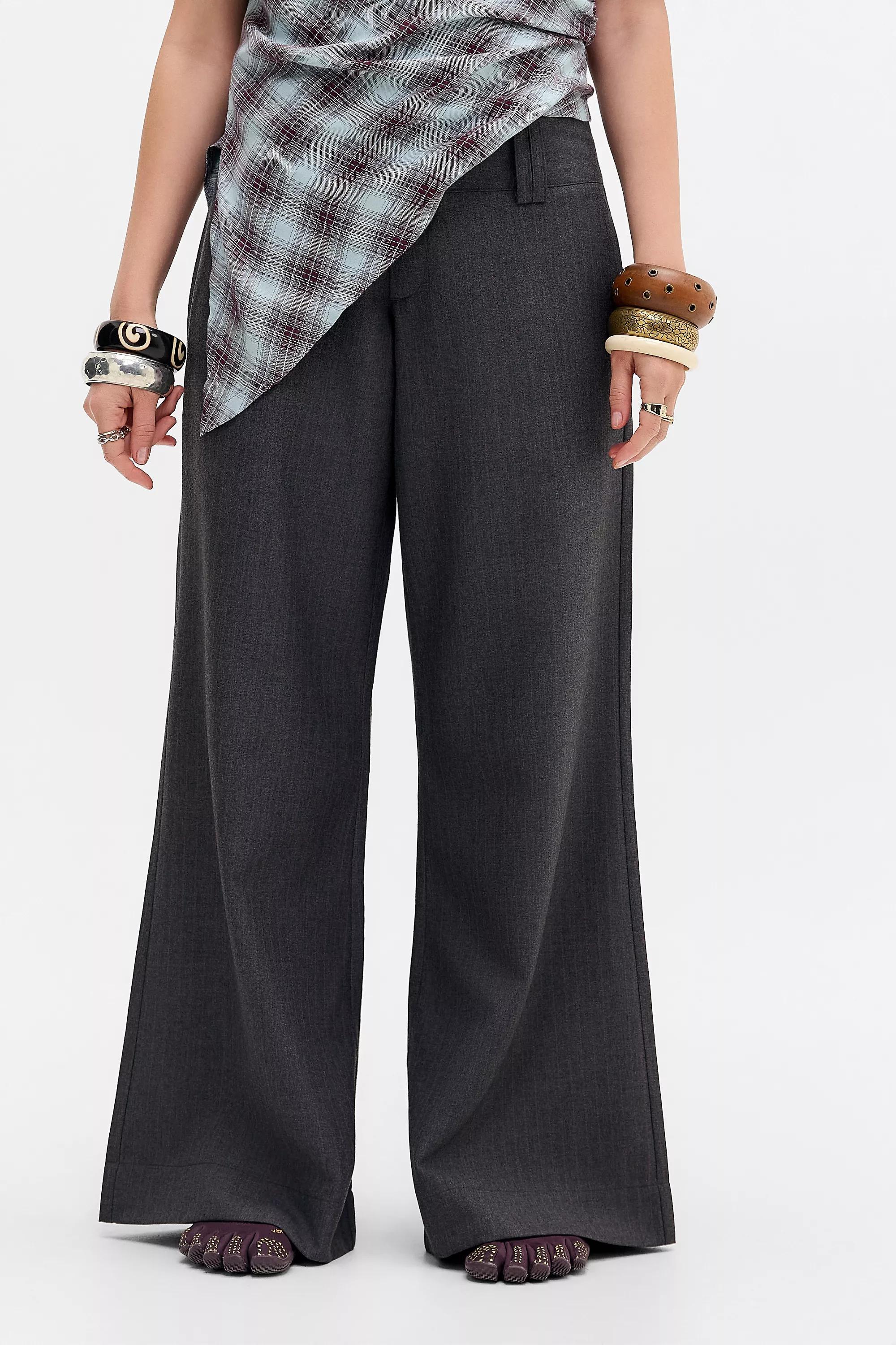 Grey Uo Charli Grey Loose Flare Trousers, GREY, large image number 0