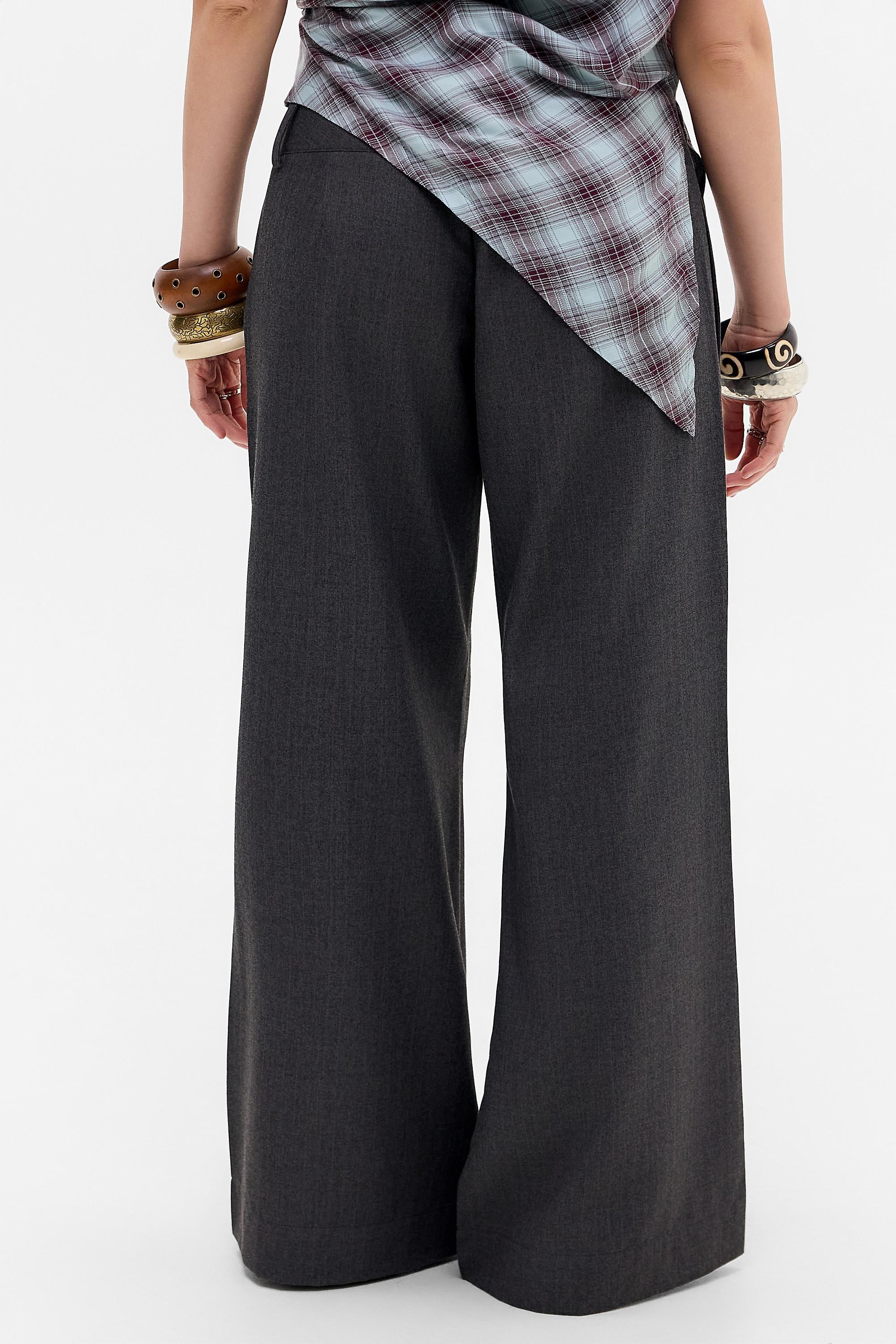 Grey Uo Charli Grey Loose Flare Trousers, GREY, large image number 3