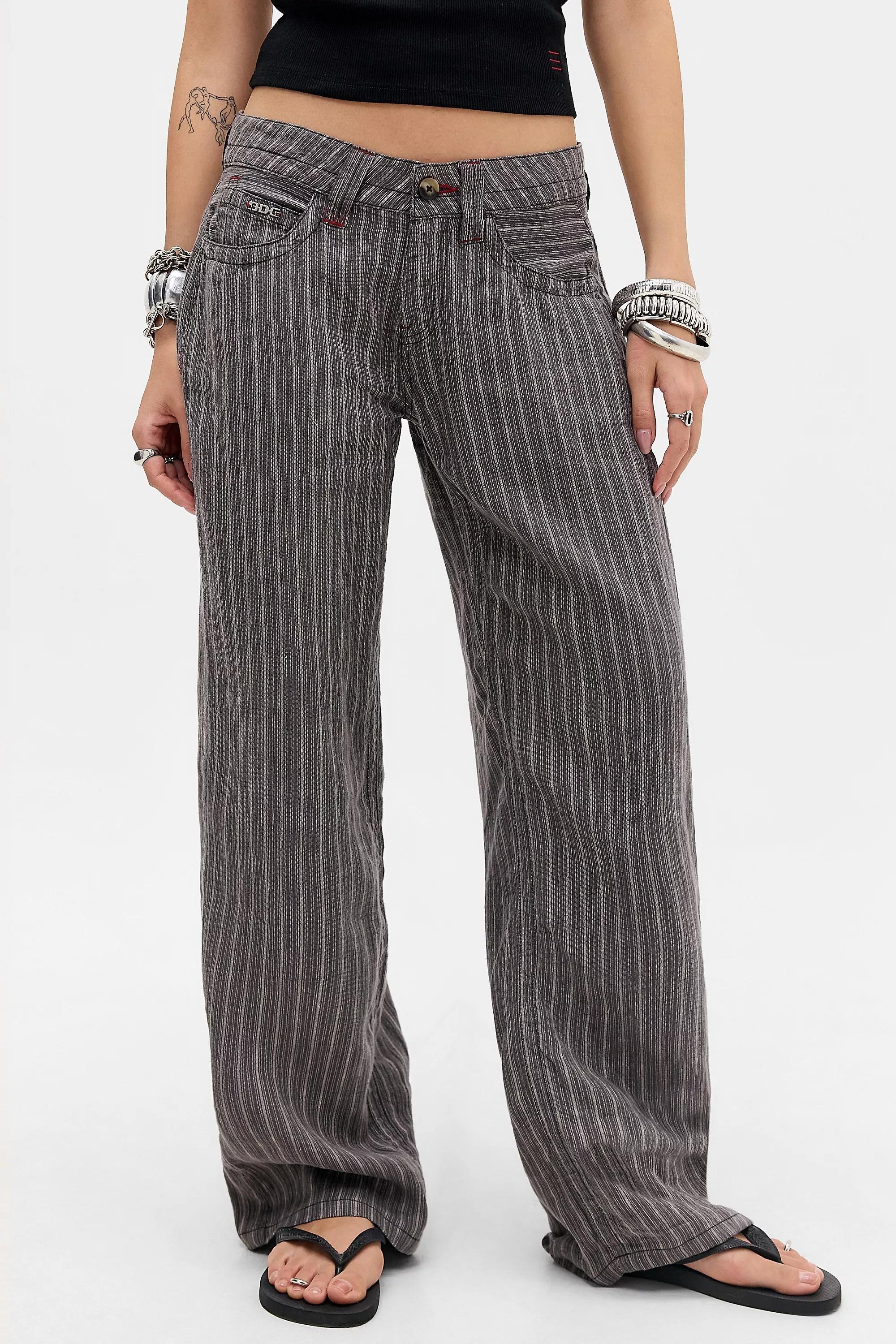 Grey Bdg Grey Kayla Stripe Linen Trousers, GREY, medium