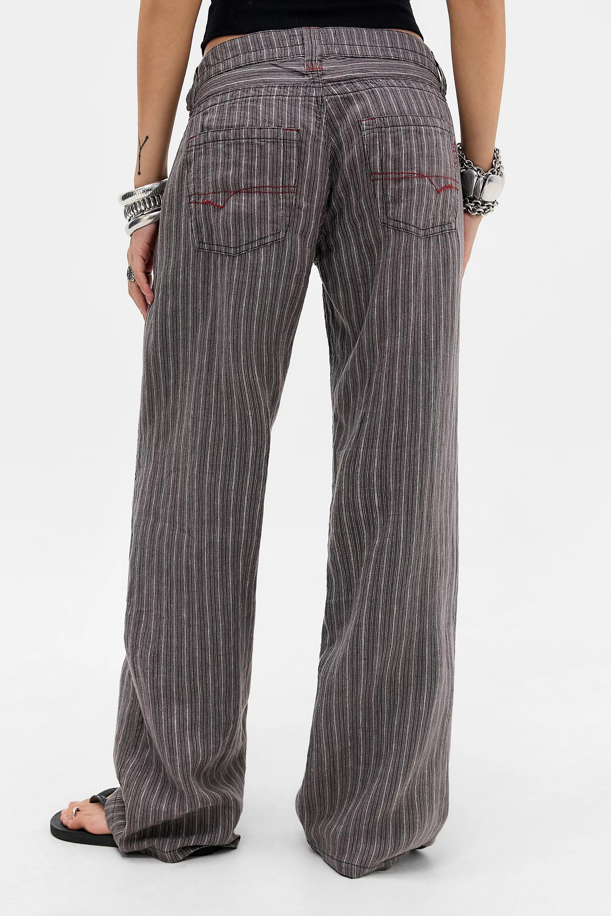 Grey Bdg Grey Kayla Stripe Linen Trousers, GREY, medium