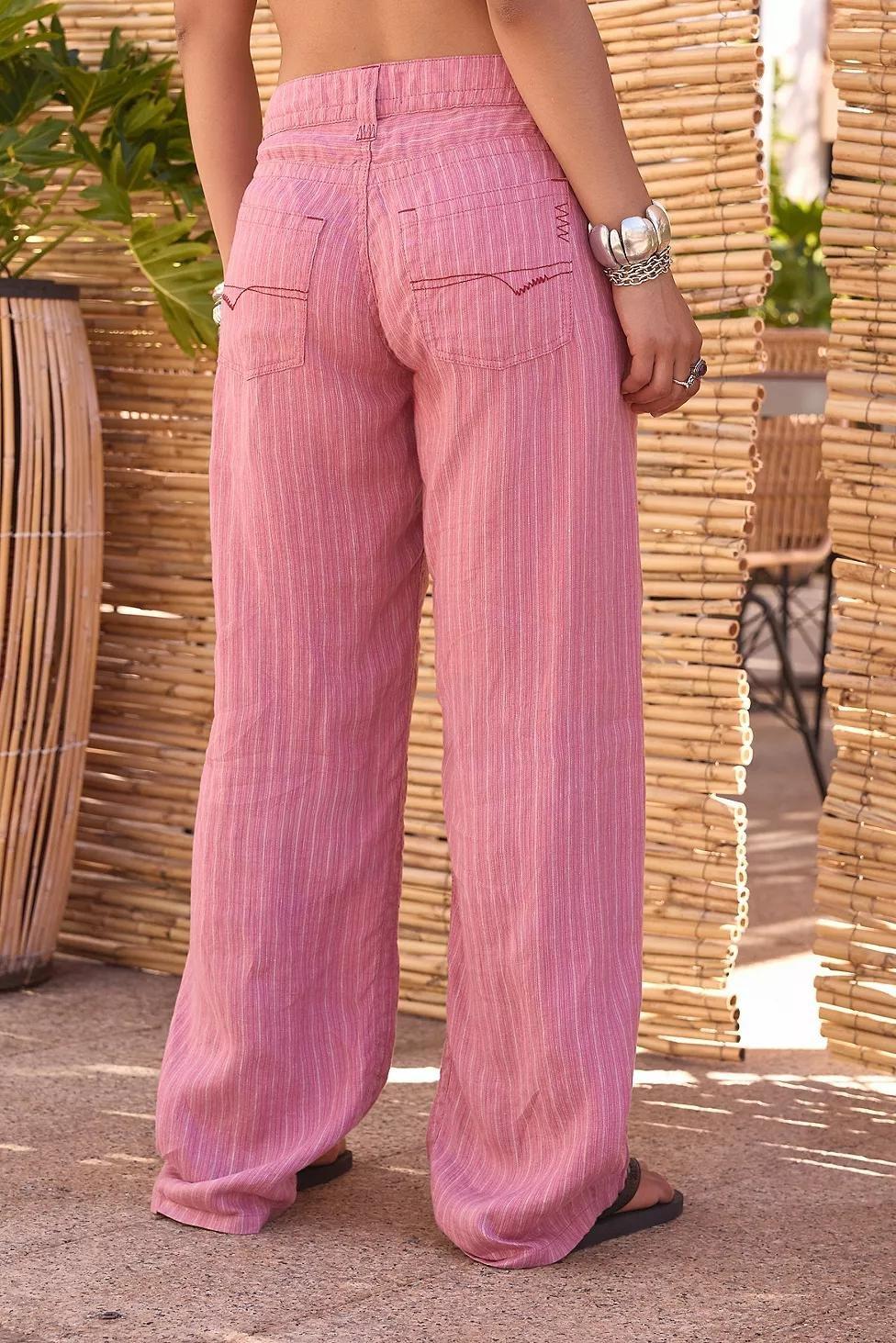 Urban Outfitters Pink Bdg Kayla Stripe Linen Trousers | Azadea UAE
