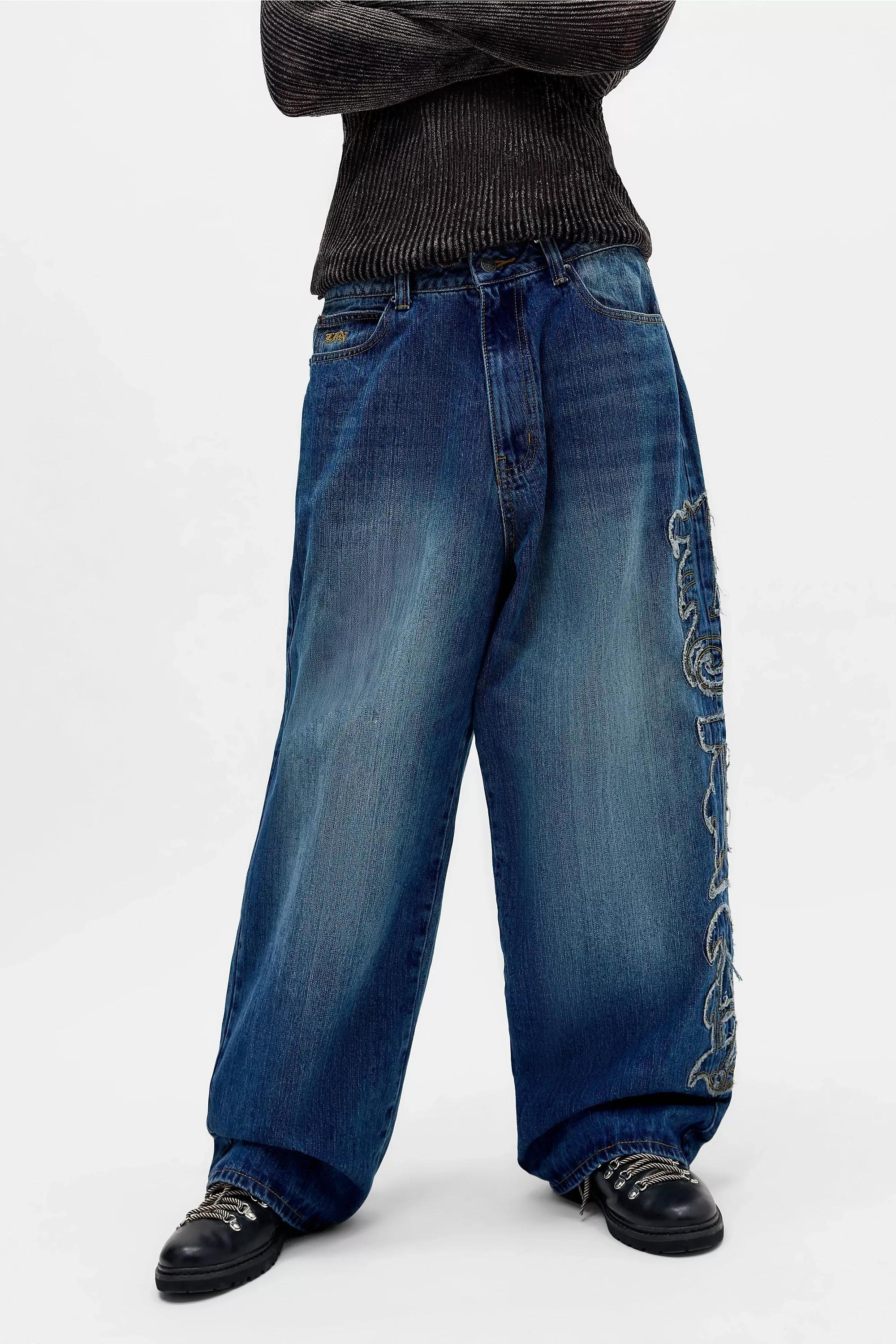 Black Jaded London Ldn Applique Colossus Jeans, BLK, large image number 0