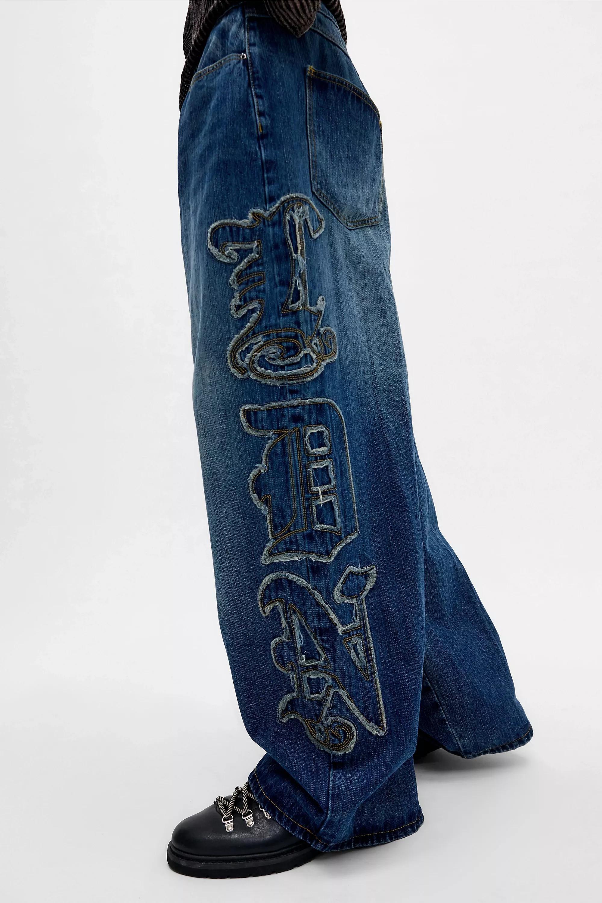 Black Jaded London Ldn Applique Colossus Jeans, BLK, large image number 2