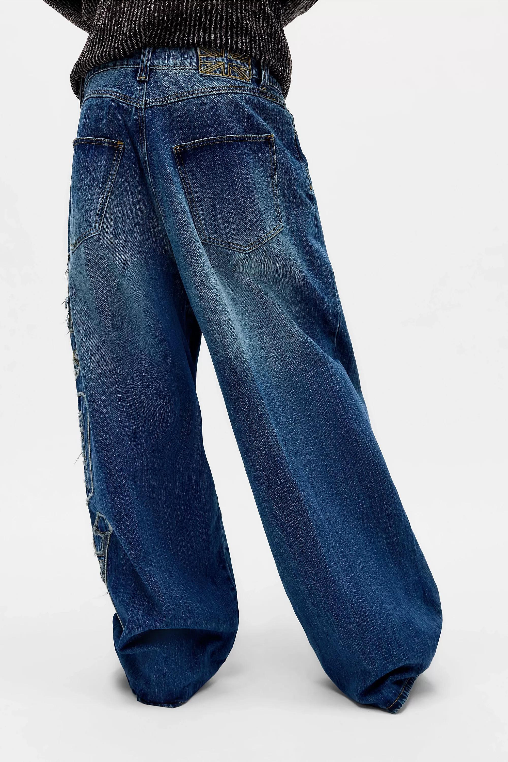 Black Jaded London Ldn Applique Colossus Jeans, BLK, large image number 4