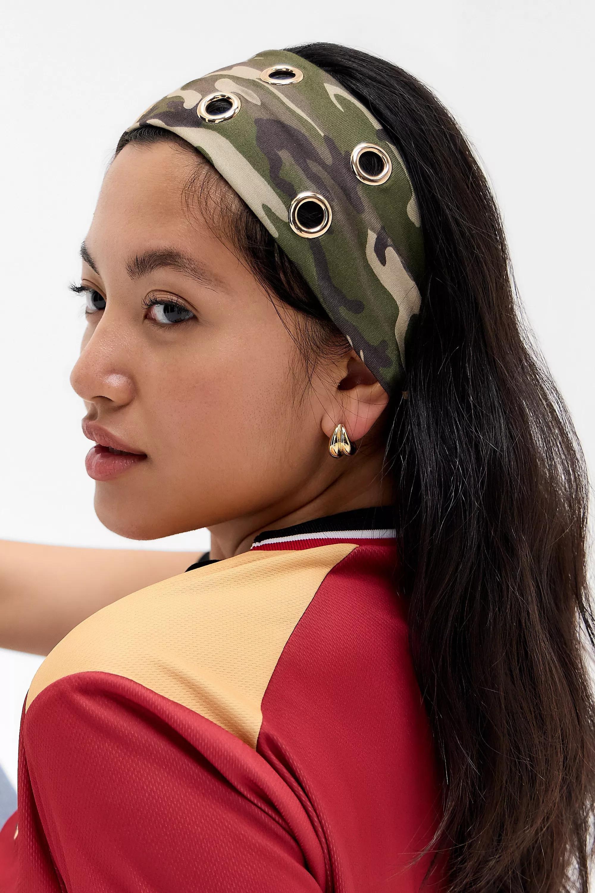 GREEN Camouflage Eyelet Headband, GRN, medium