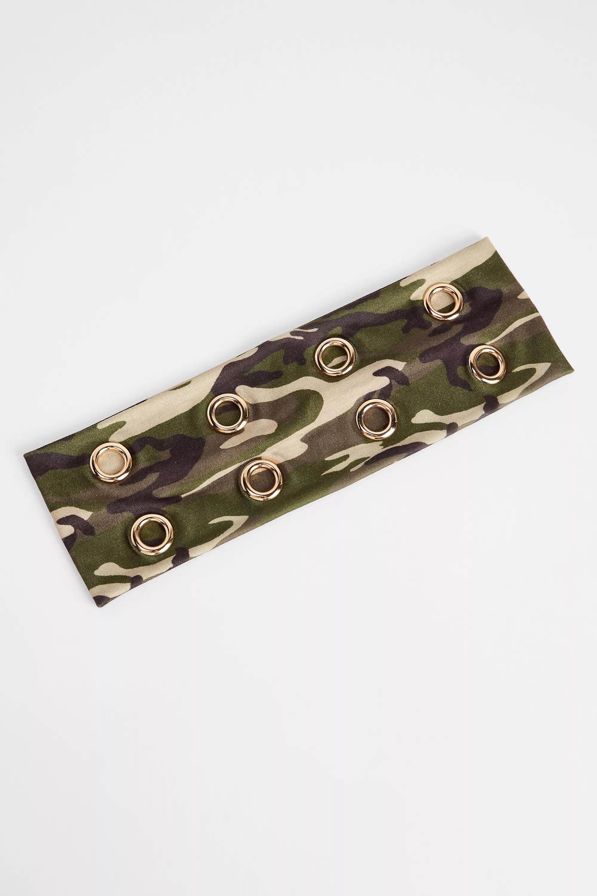 GREEN Camouflage Eyelet Headband, GRN, large image number 1