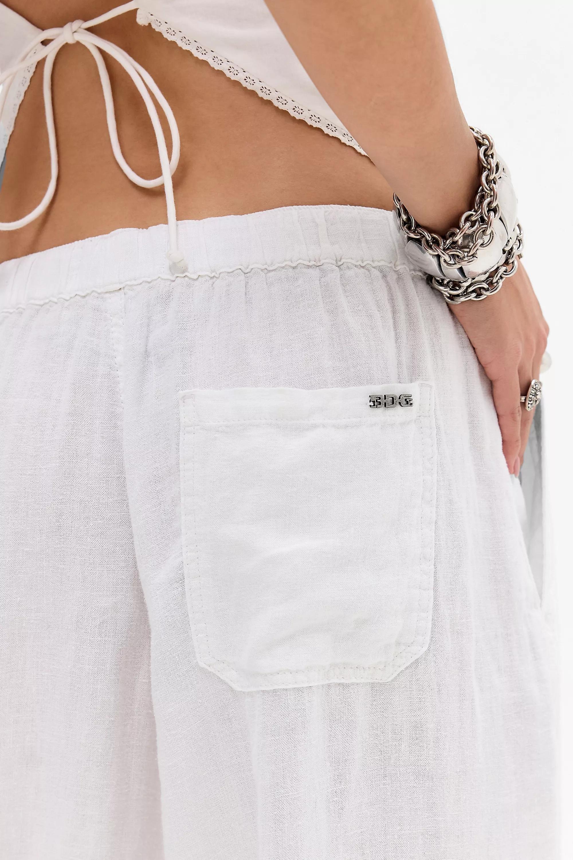 White Bdg Bobbi Baggy Linen Cocoon Trousers, WHT, large image number 3