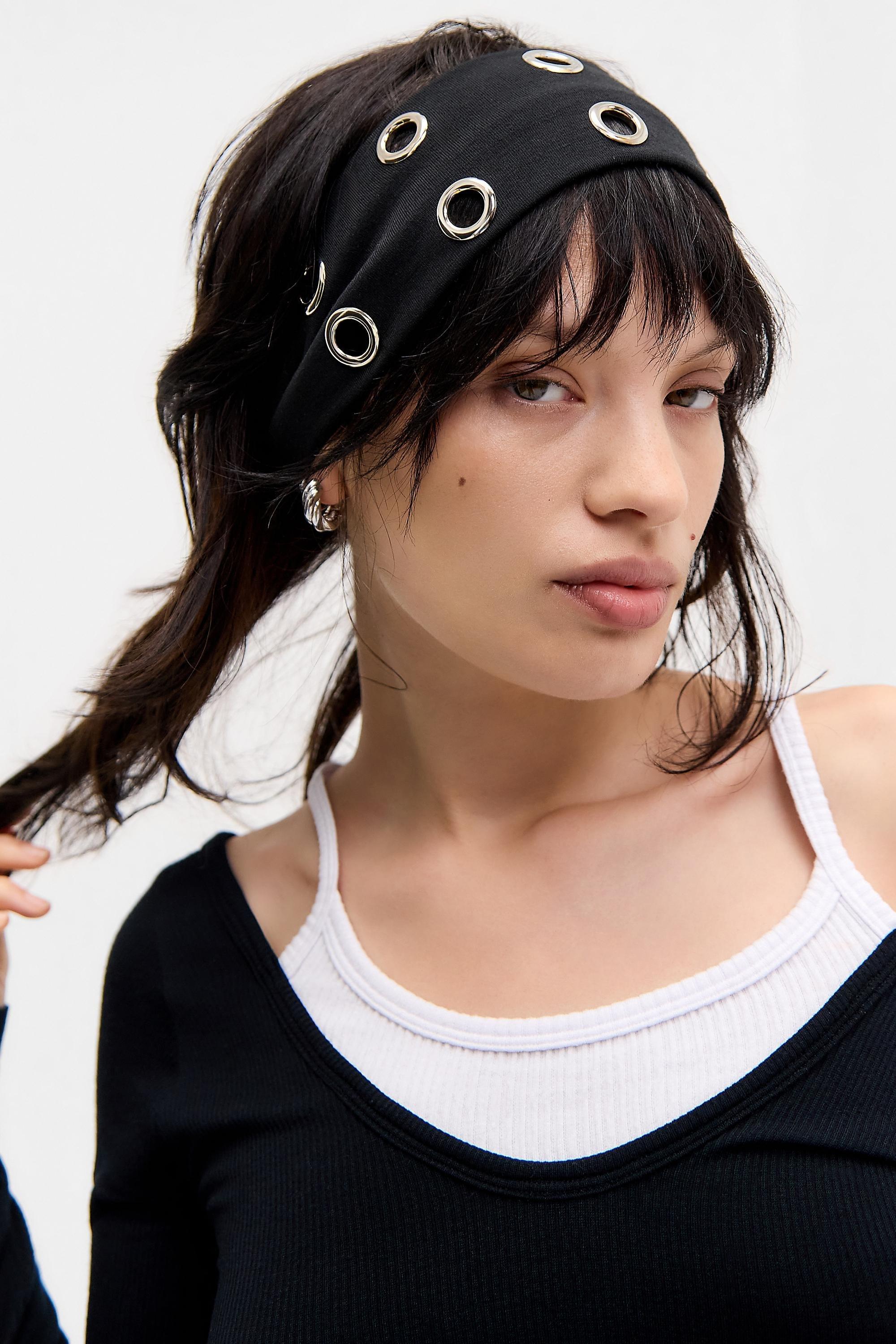 Black Uo Eyelet Headband, BLK, large image number 0