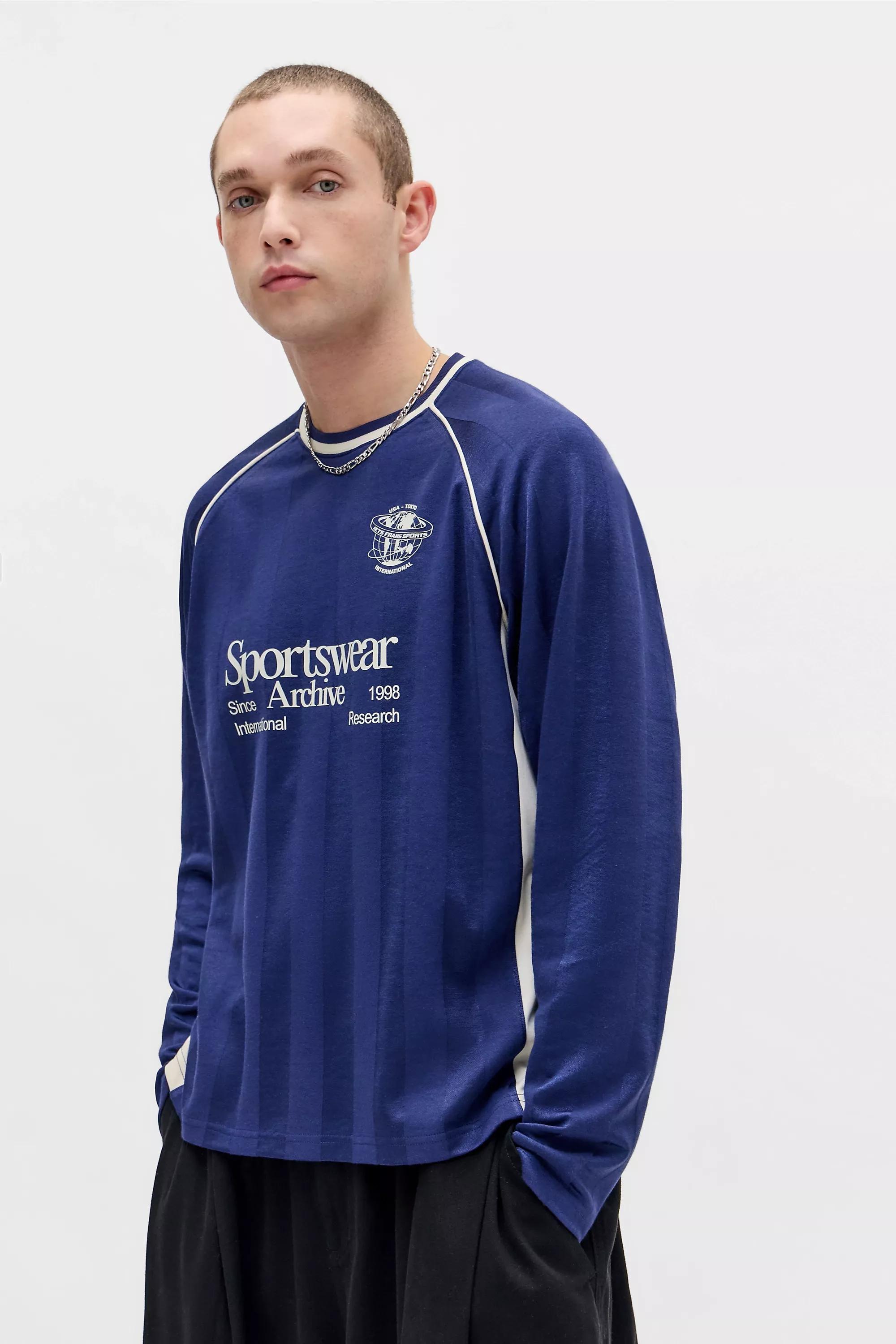 Navy iets frans... Long Sleeve Football T-Shirt, NAVY, medium