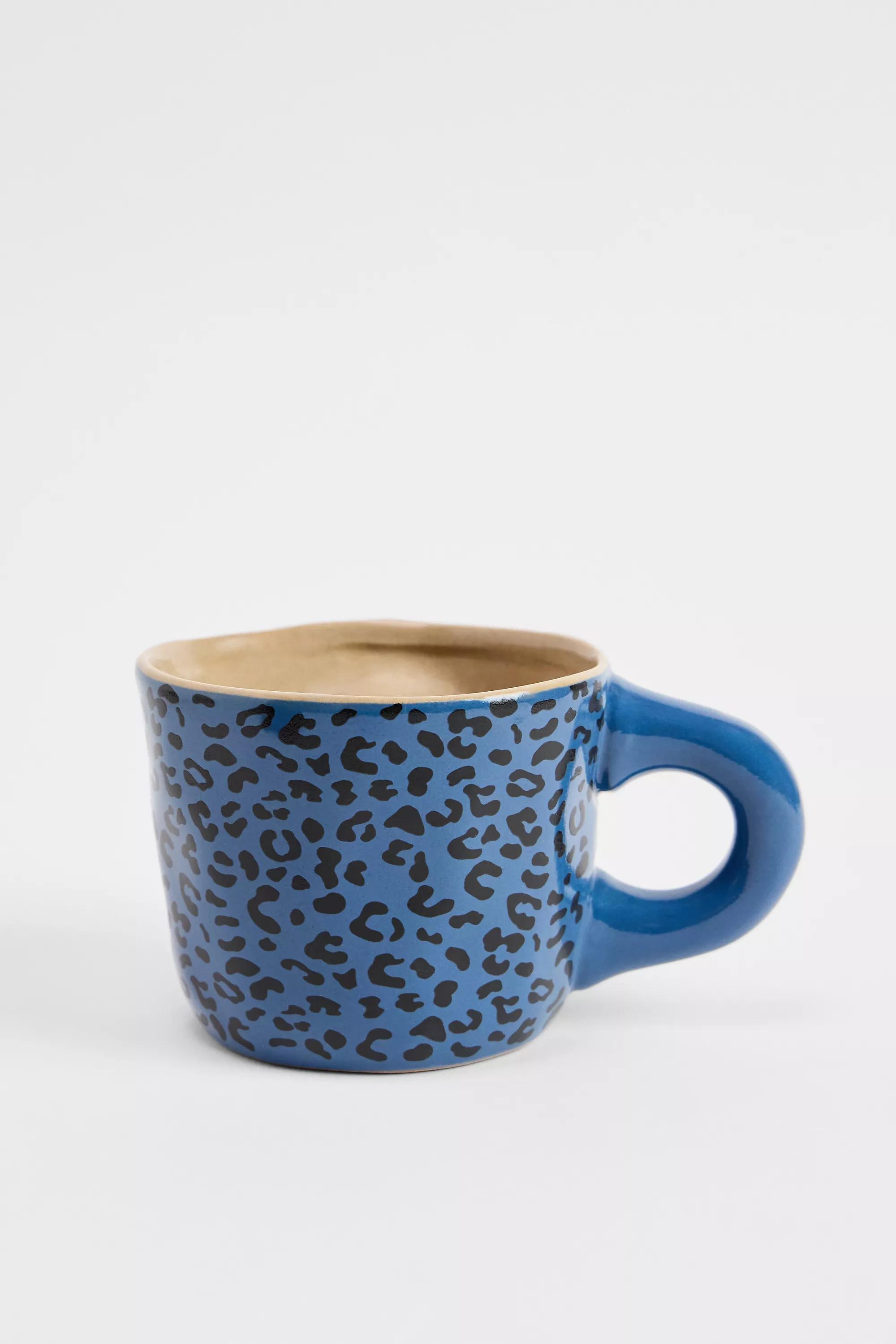 Blue Sleeping Cat Leopard Print Mug, BLUE, large image number 2