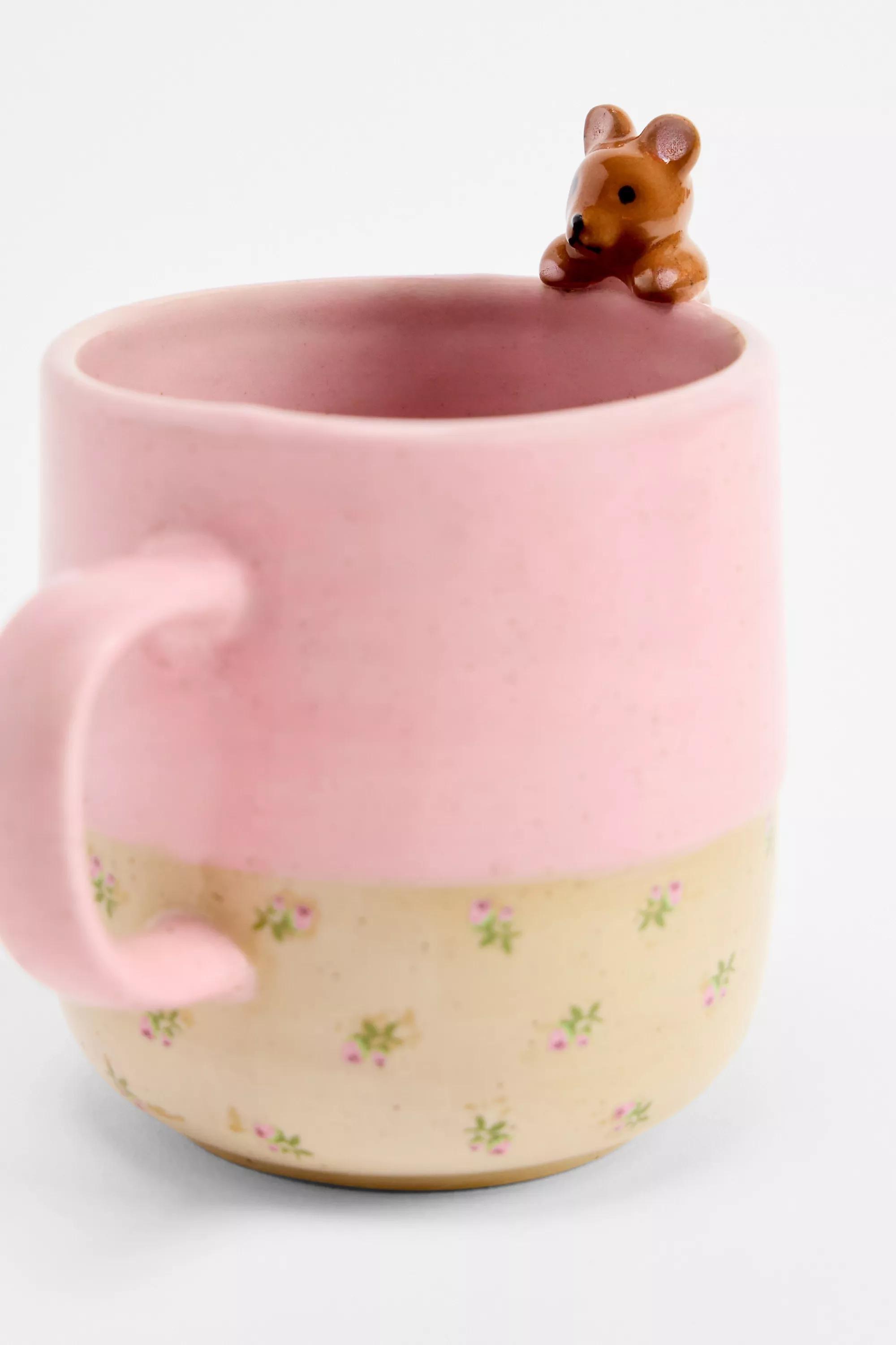 Pink Peeking Teddy Speckle Mug, PINK, large image number 1