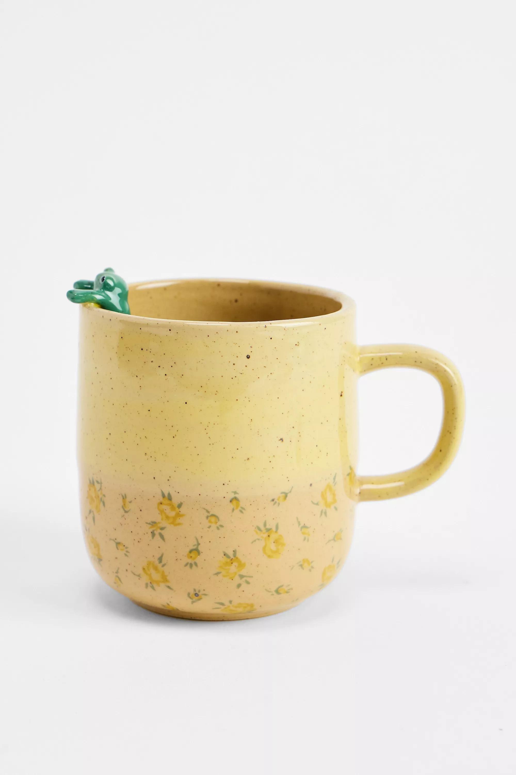 Yellow Peeking Frog Speckle Mug, YEL, medium