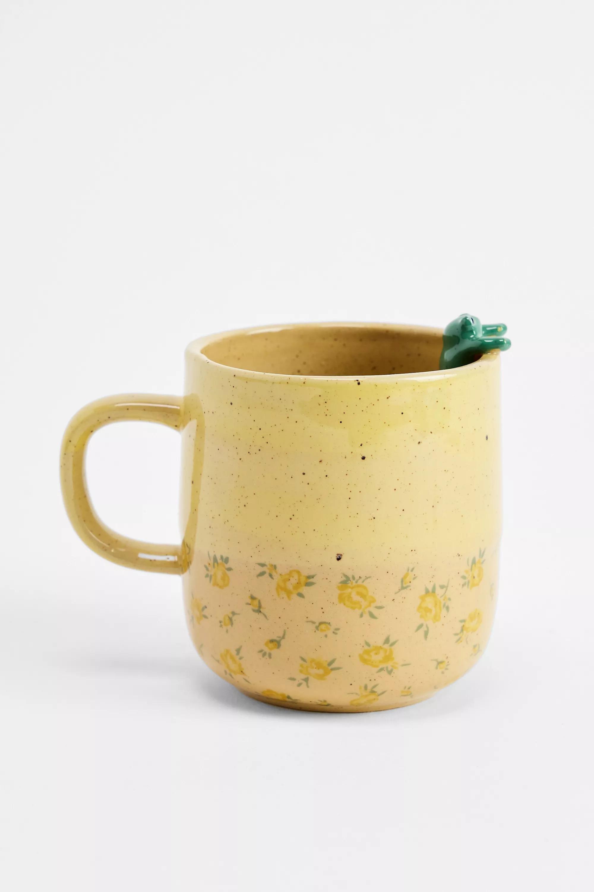Yellow Peeking Frog Speckle Mug, YEL, large image number 4