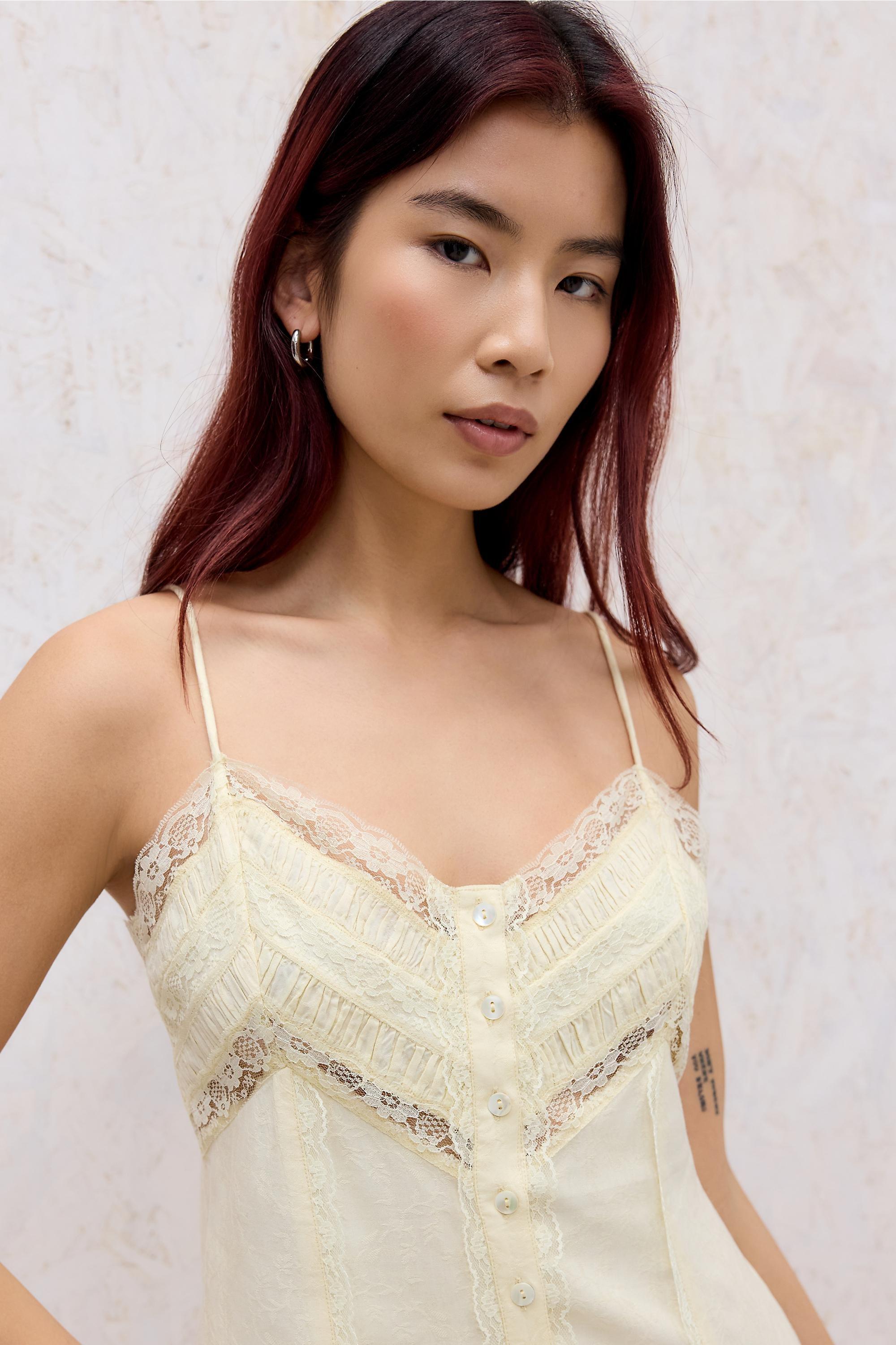 Yellow Light Before Dark Enya Button-Down Nightie, YEL, large image number 4