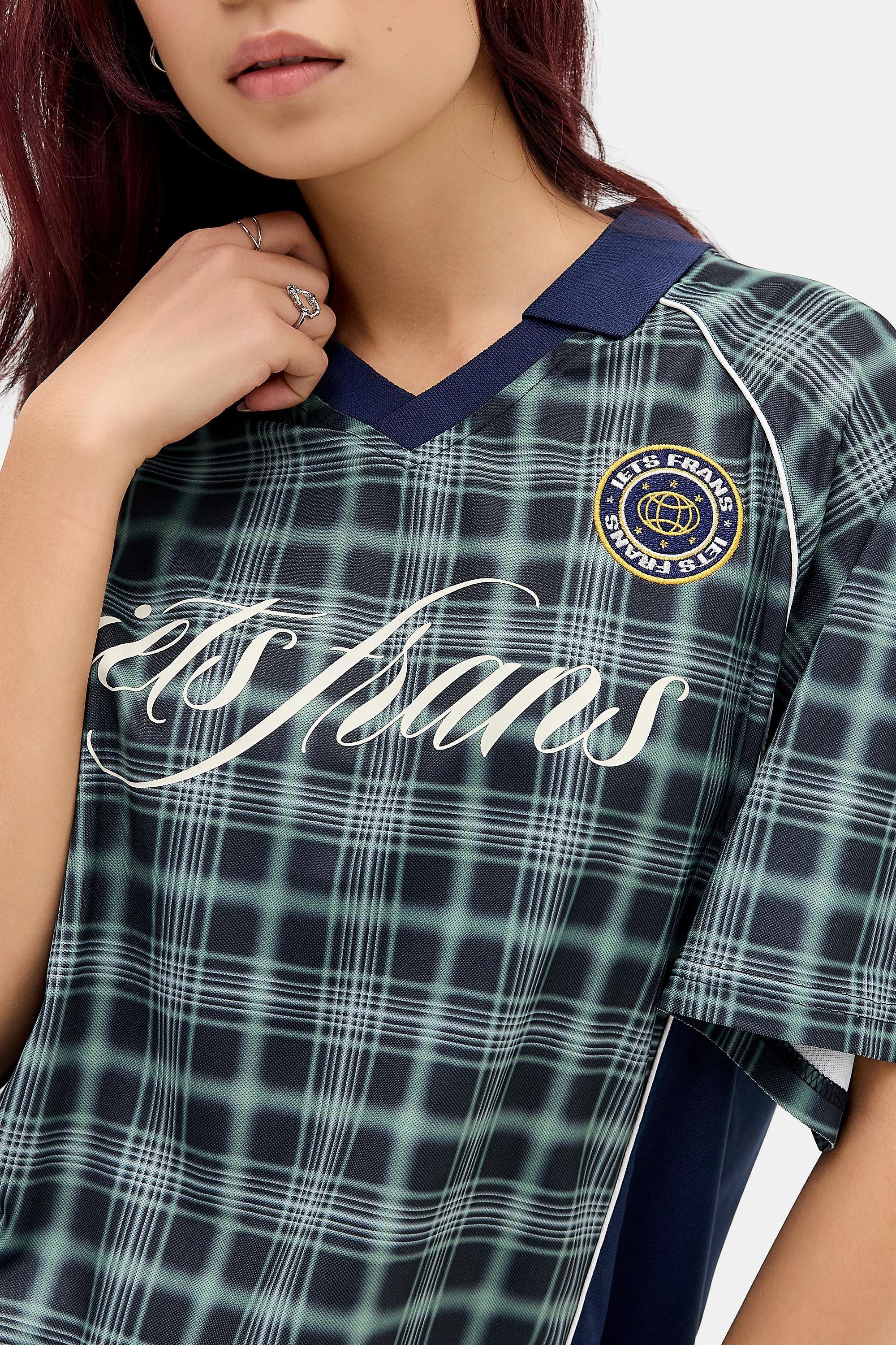 Navy Iets Frans... Check Boyfriend Football T-Shirt, NAVY, large image number 1