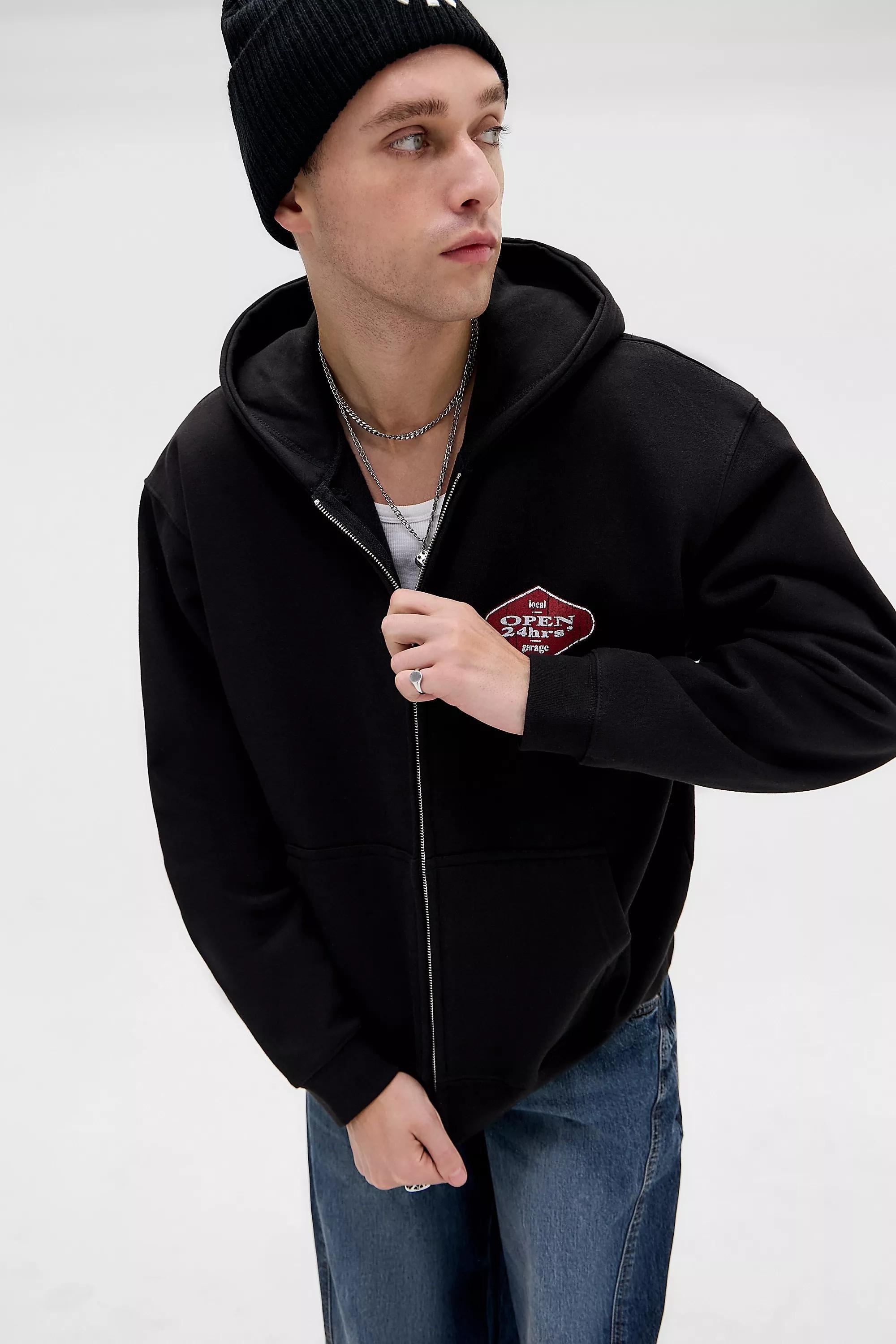 BLACK UO Black Auto Repair Zip-Through Hoodie, BLK, large image number 2