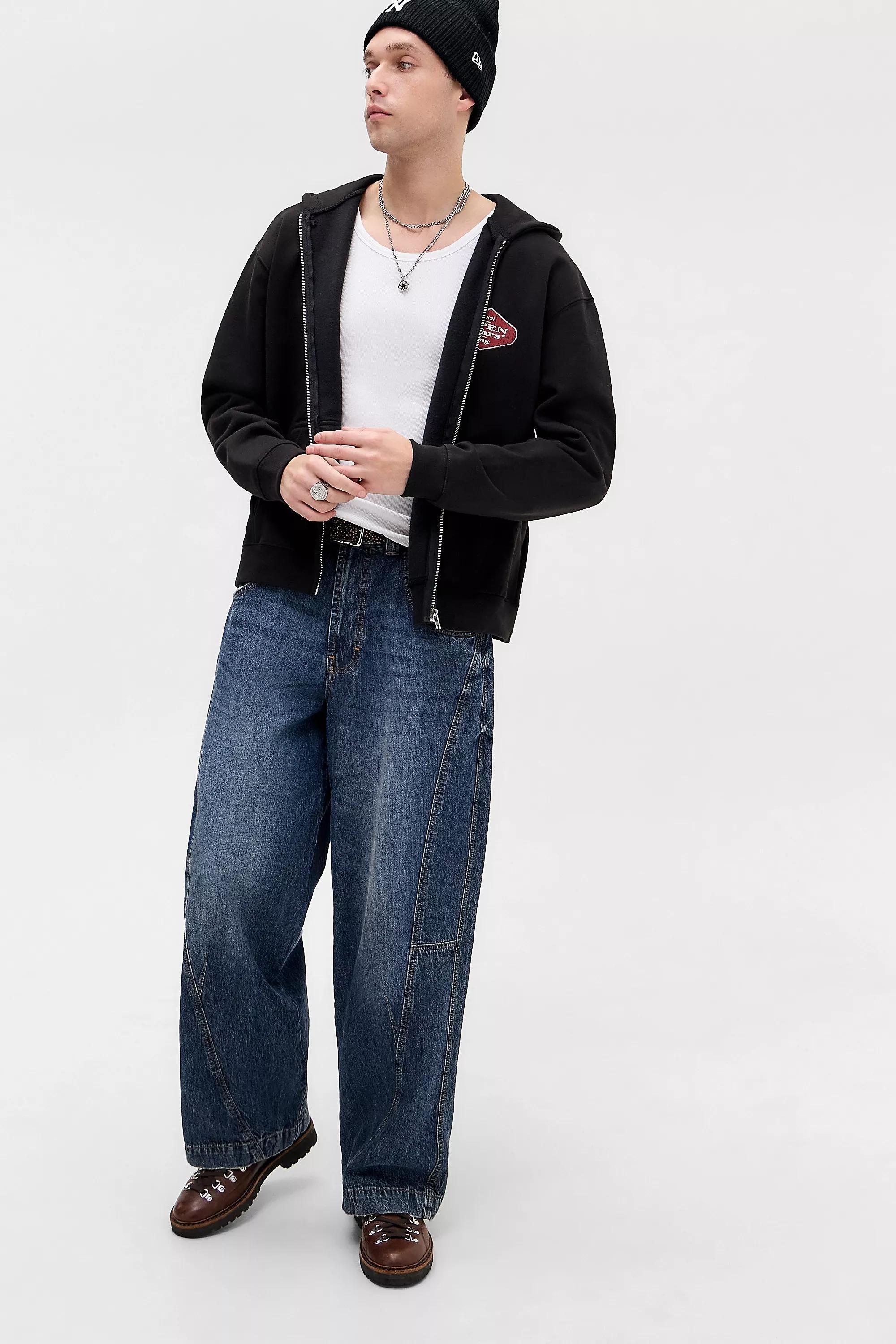 BLACK UO Black Auto Repair Zip-Through Hoodie, BLK, large image number 3