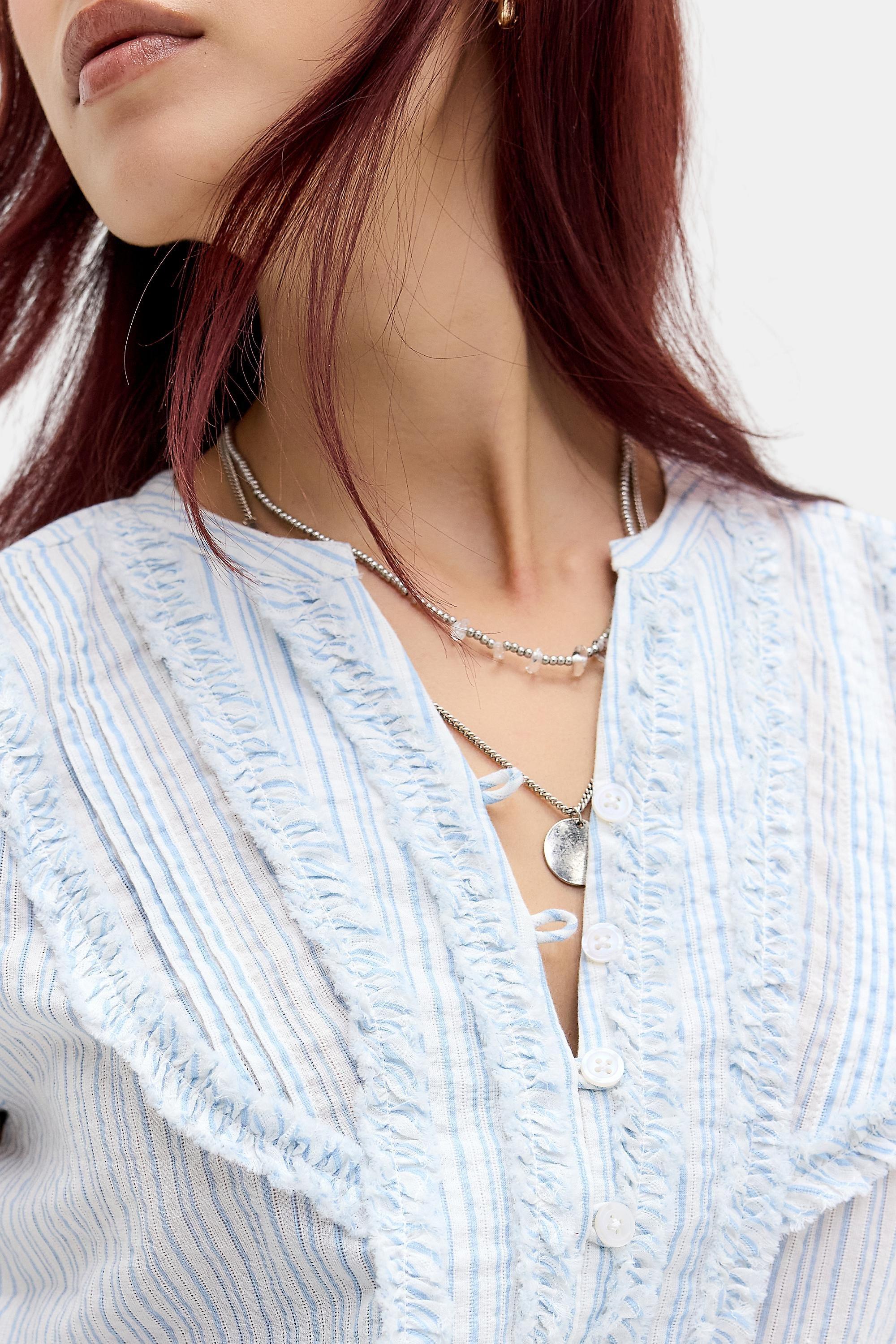 WHITE Kimchi Blue Devon Stripe Blousson Blouse, WHT, large image number 1