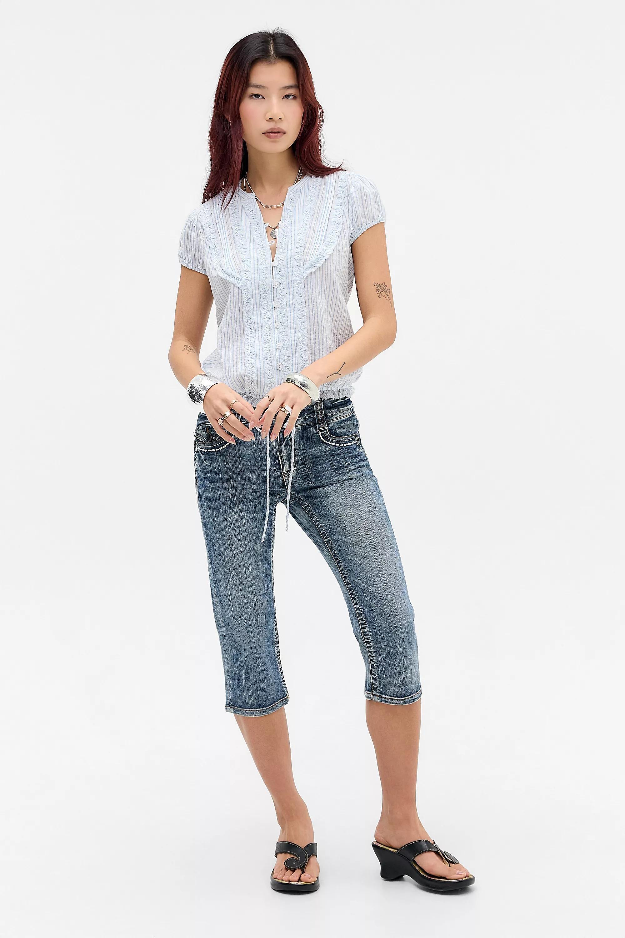 WHITE Kimchi Blue Devon Stripe Blousson Blouse, WHT, large image number 2