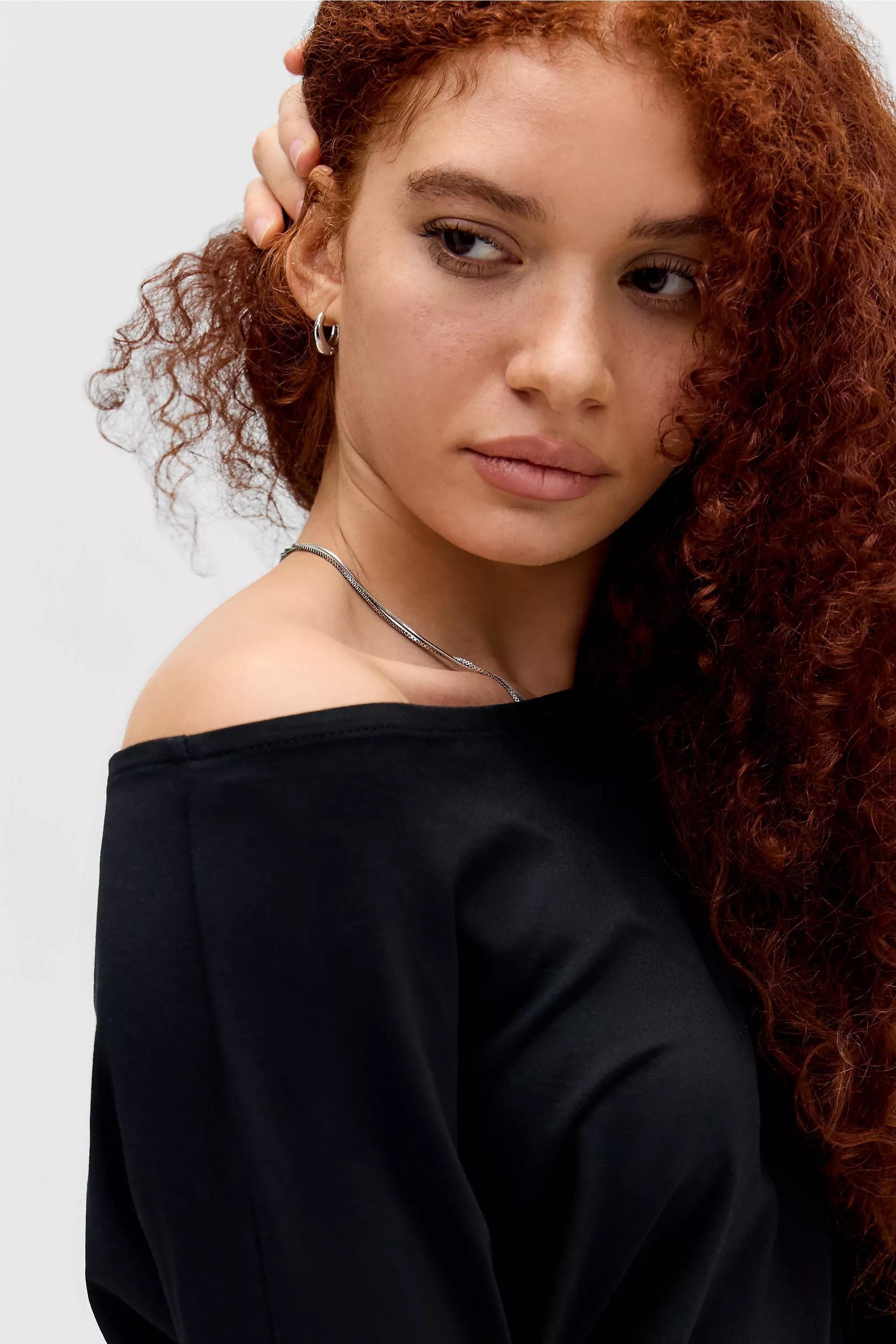 Black Silence + Noise Livia Off-Shoulder T-Shirt, BLK, large image number 2