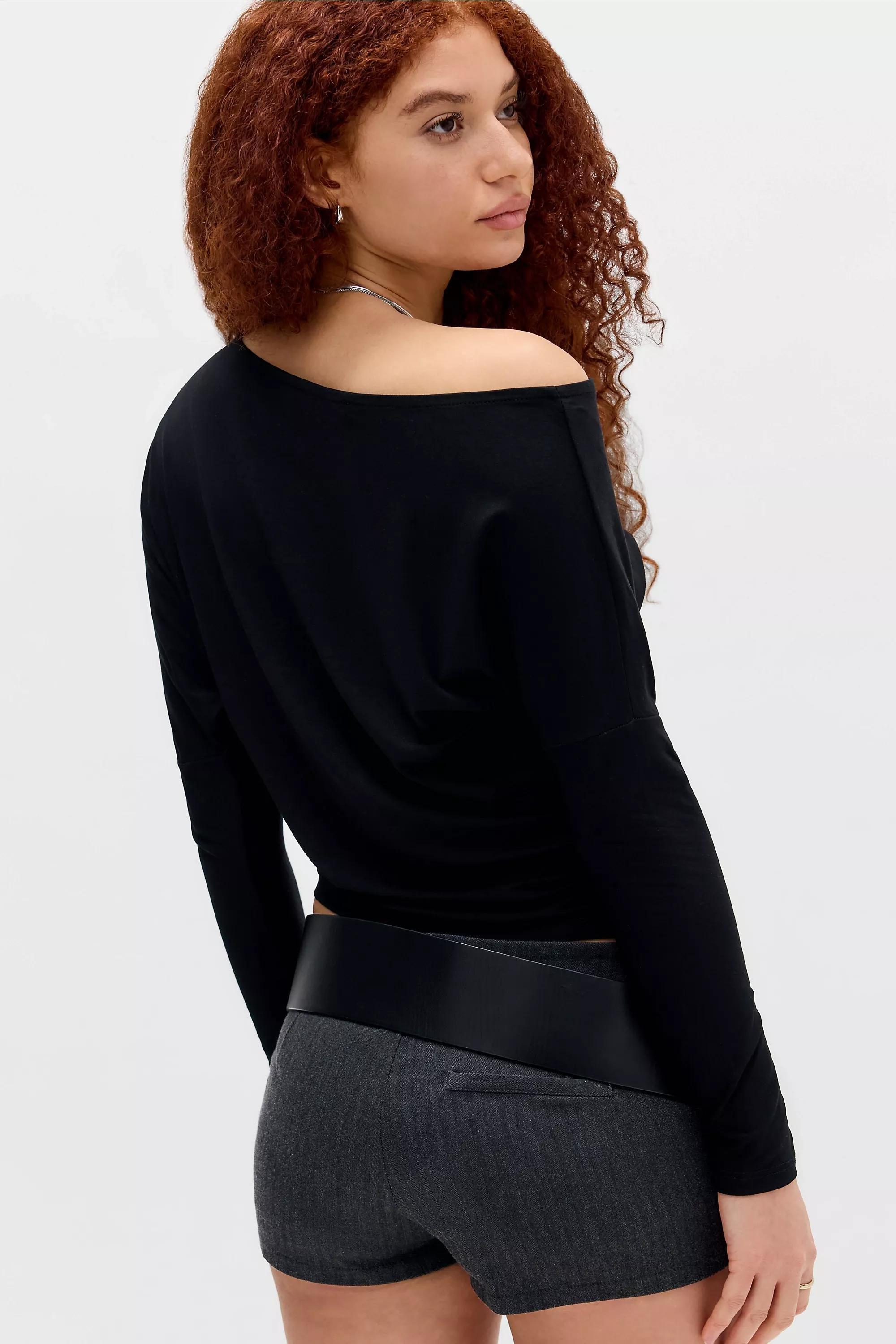 Black Silence + Noise Livia Off-Shoulder T-Shirt, BLK, large image number 3