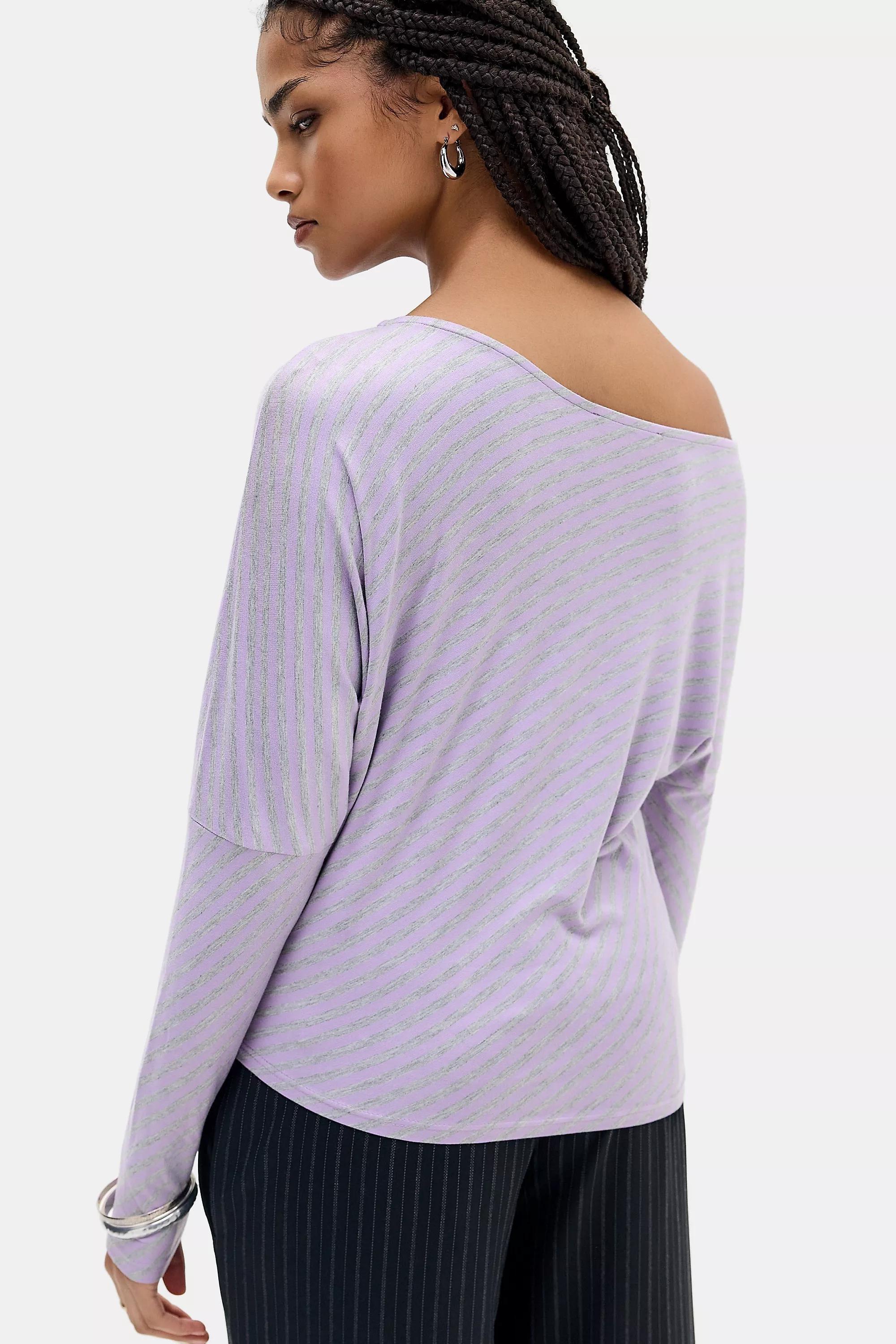 Purple Silence + Noise Livia Off-Shoulder T-Shirt, LILAC, large image number 3