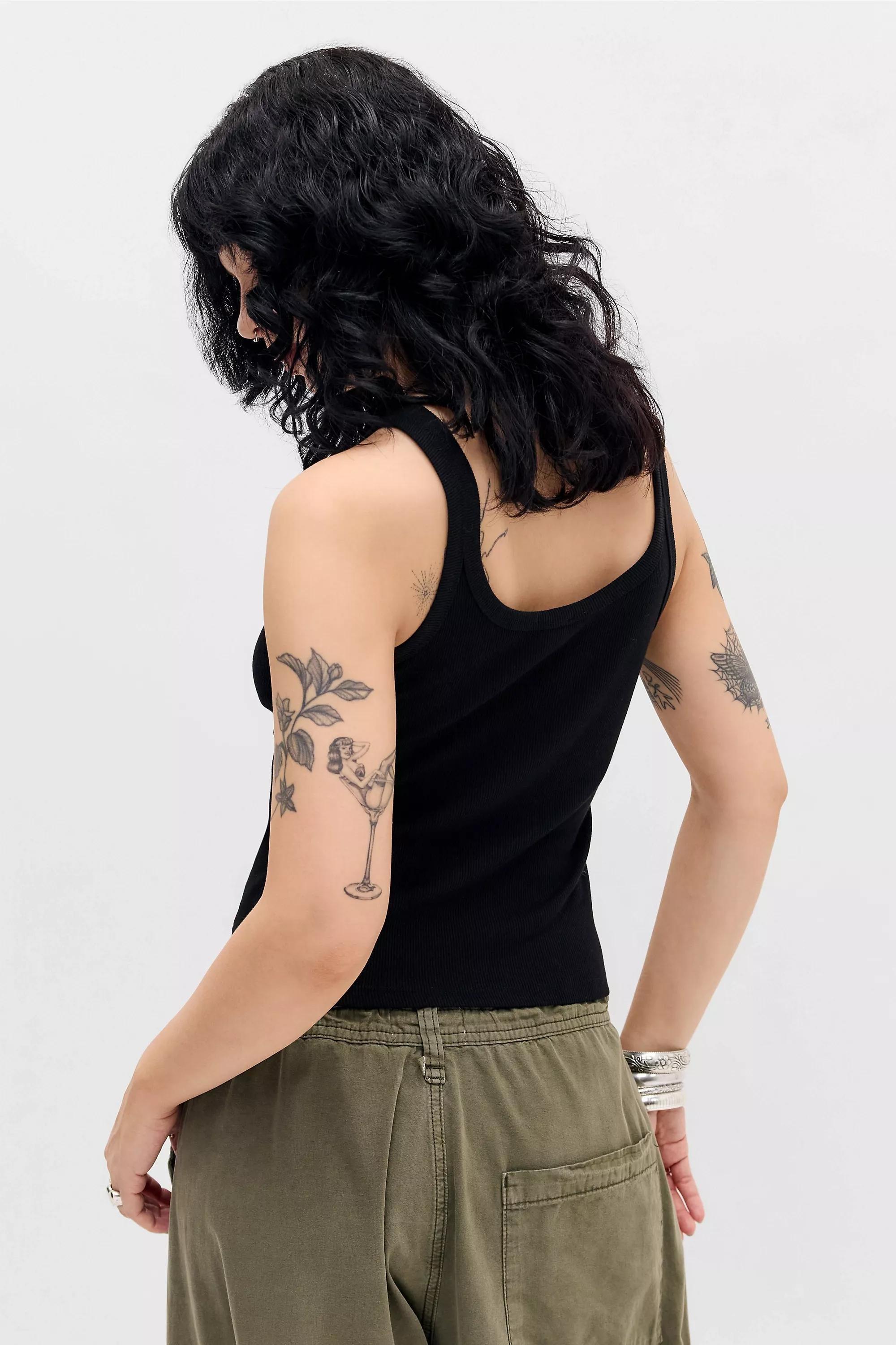 Black Uo Jessie Cotton Vest, BLK, large image number 3