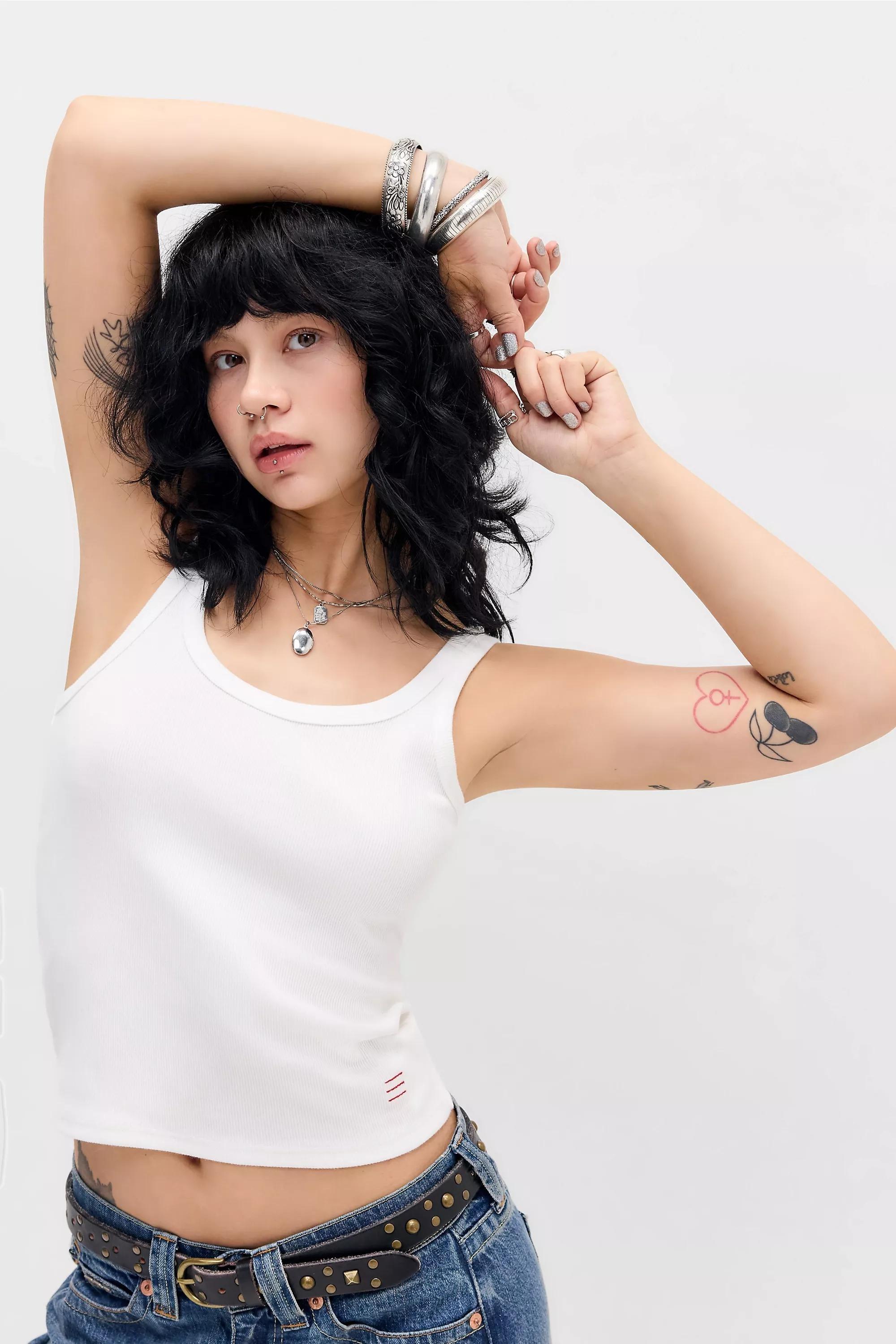 White Uo Jessie Cotton Vest, WHT, large image number 0