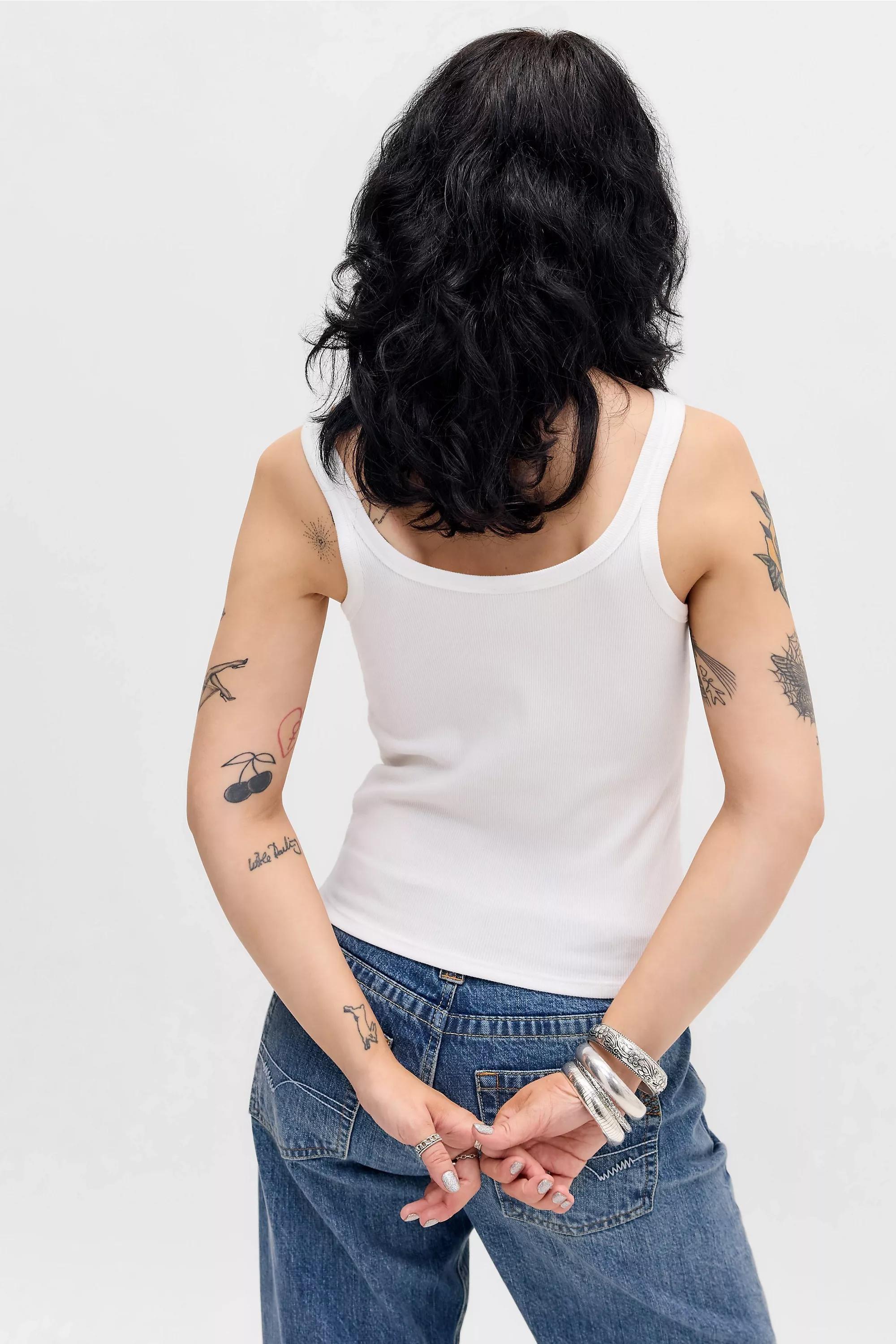 White Uo Jessie Cotton Vest, WHT, large image number 4