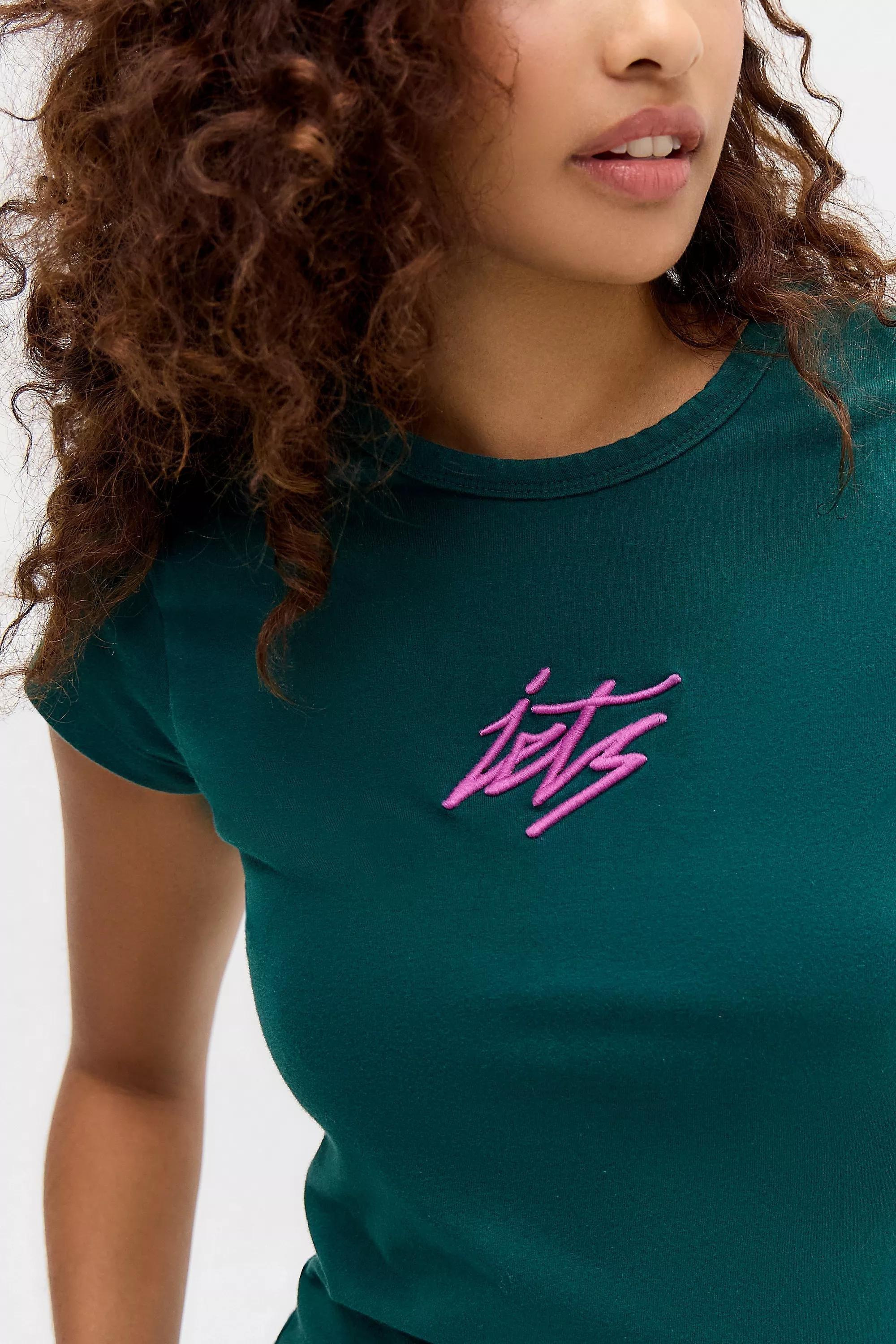 Green iets frans... Script Logo Cap Sleeve T-Shirt, D GREEN, large image number 1