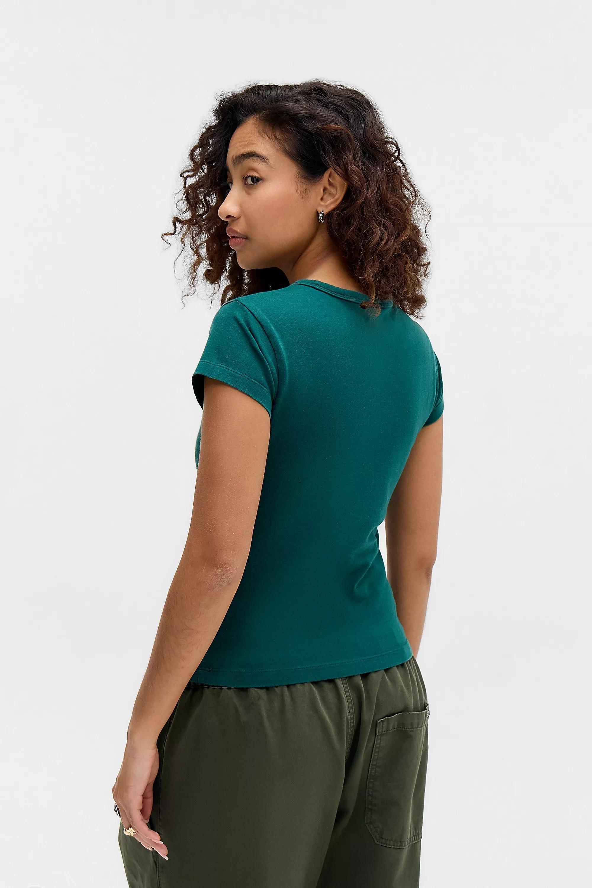 Green iets frans... Script Logo Cap Sleeve T-Shirt, D GREEN, large image number 3