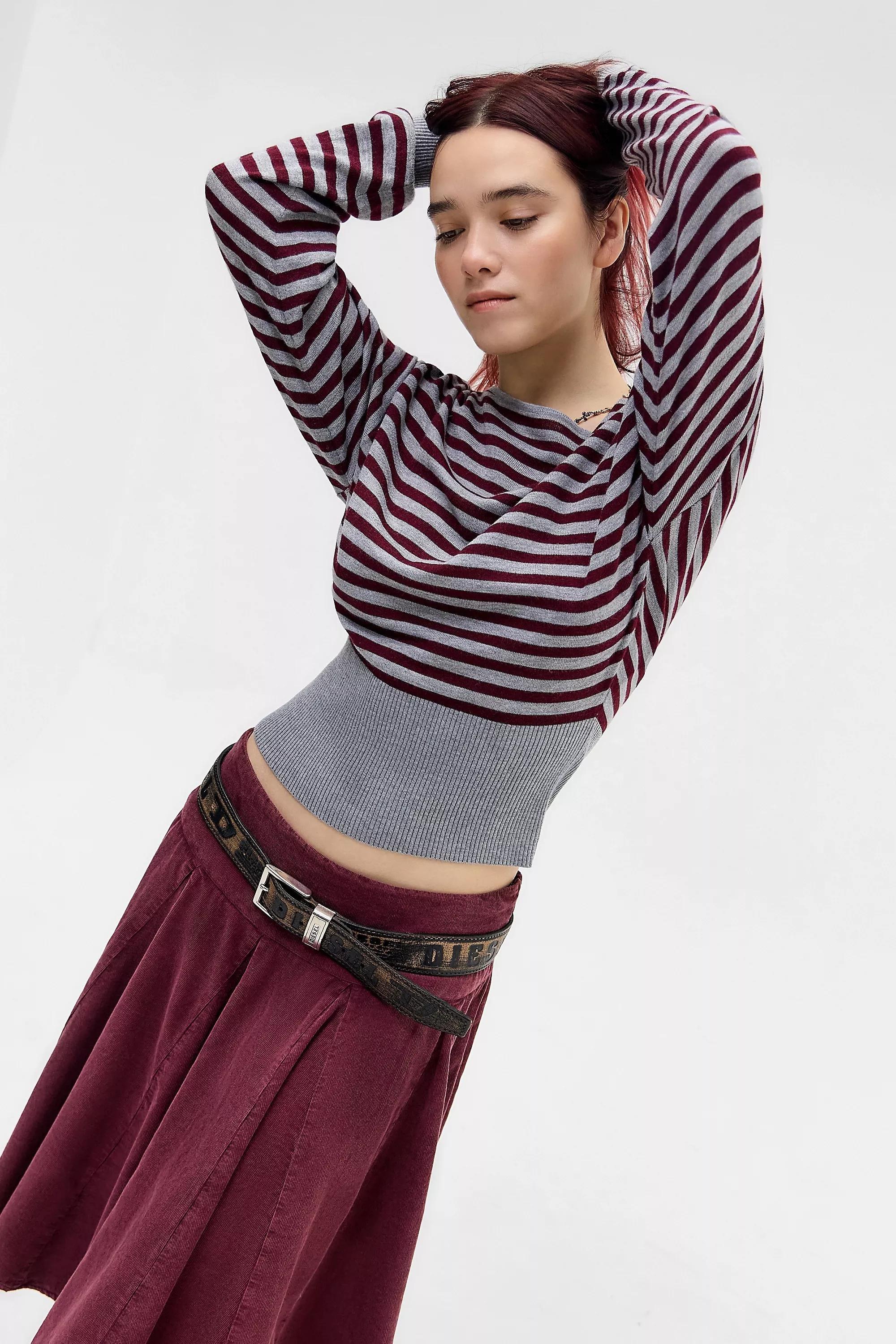 Grey Stripe Uo Bailey Long Sleeve Top, A301_0541, large image number 0