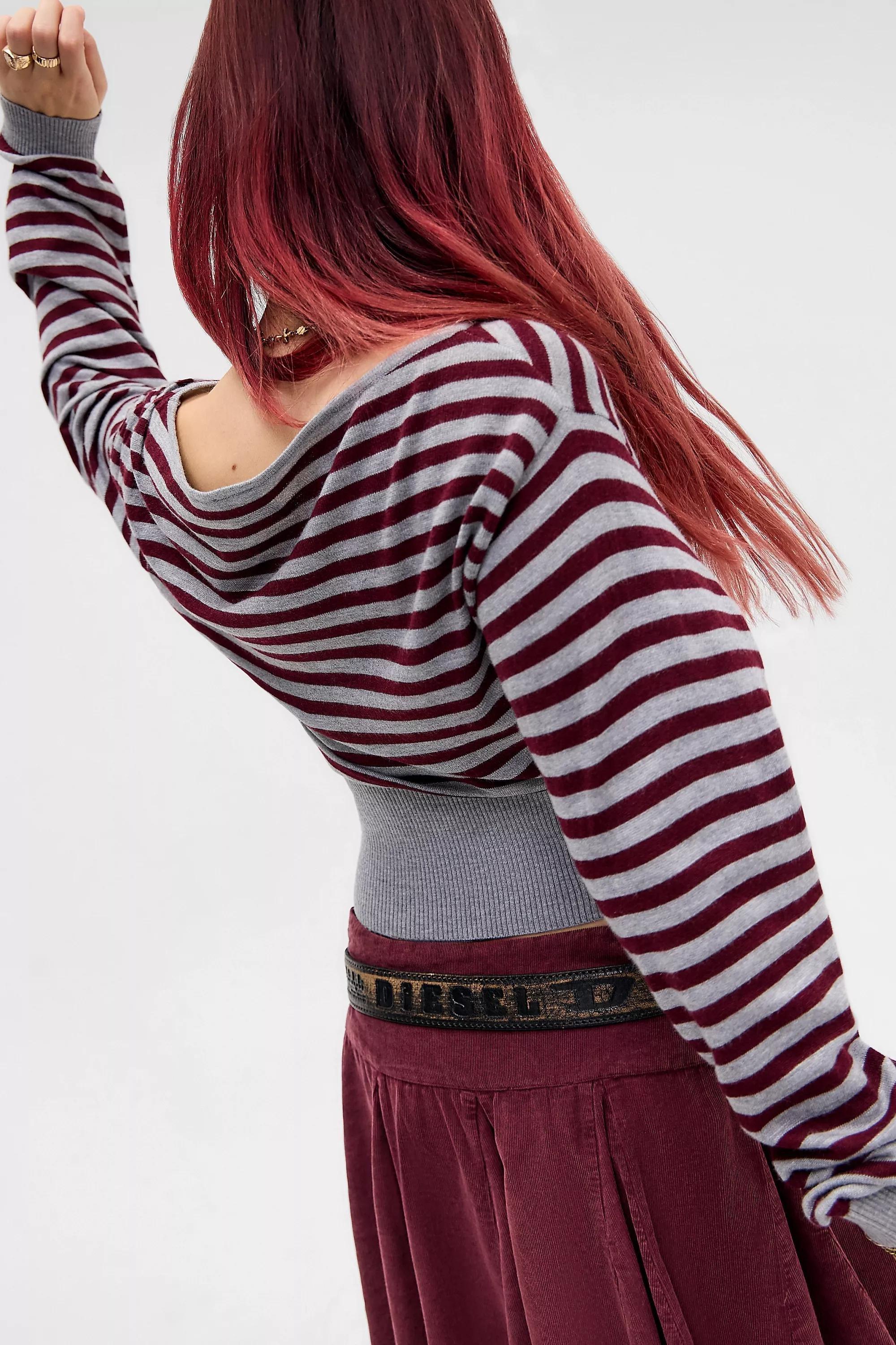 Grey Stripe Uo Bailey Long Sleeve Top, A301_0541, large image number 3