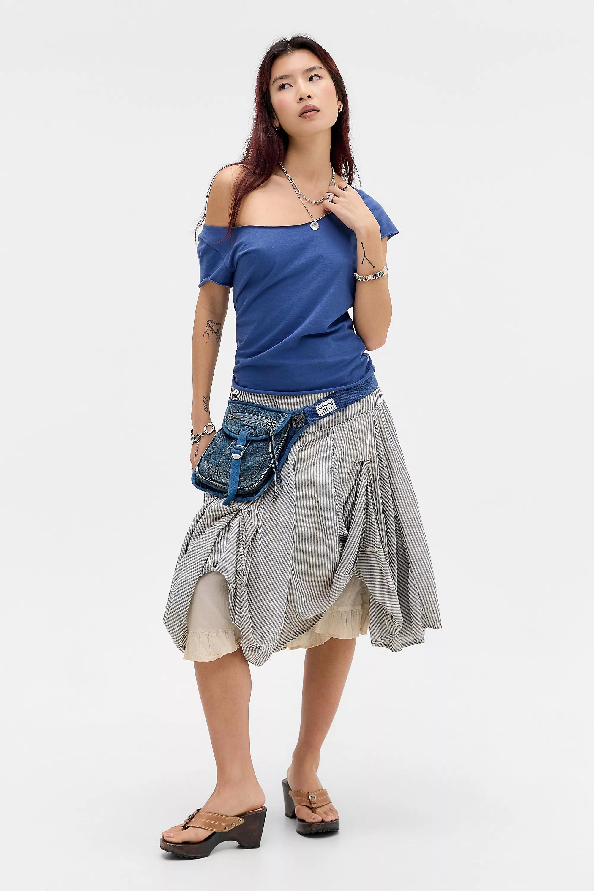 Blue Bdg Wide Neck T-Shirt, BLUE, medium