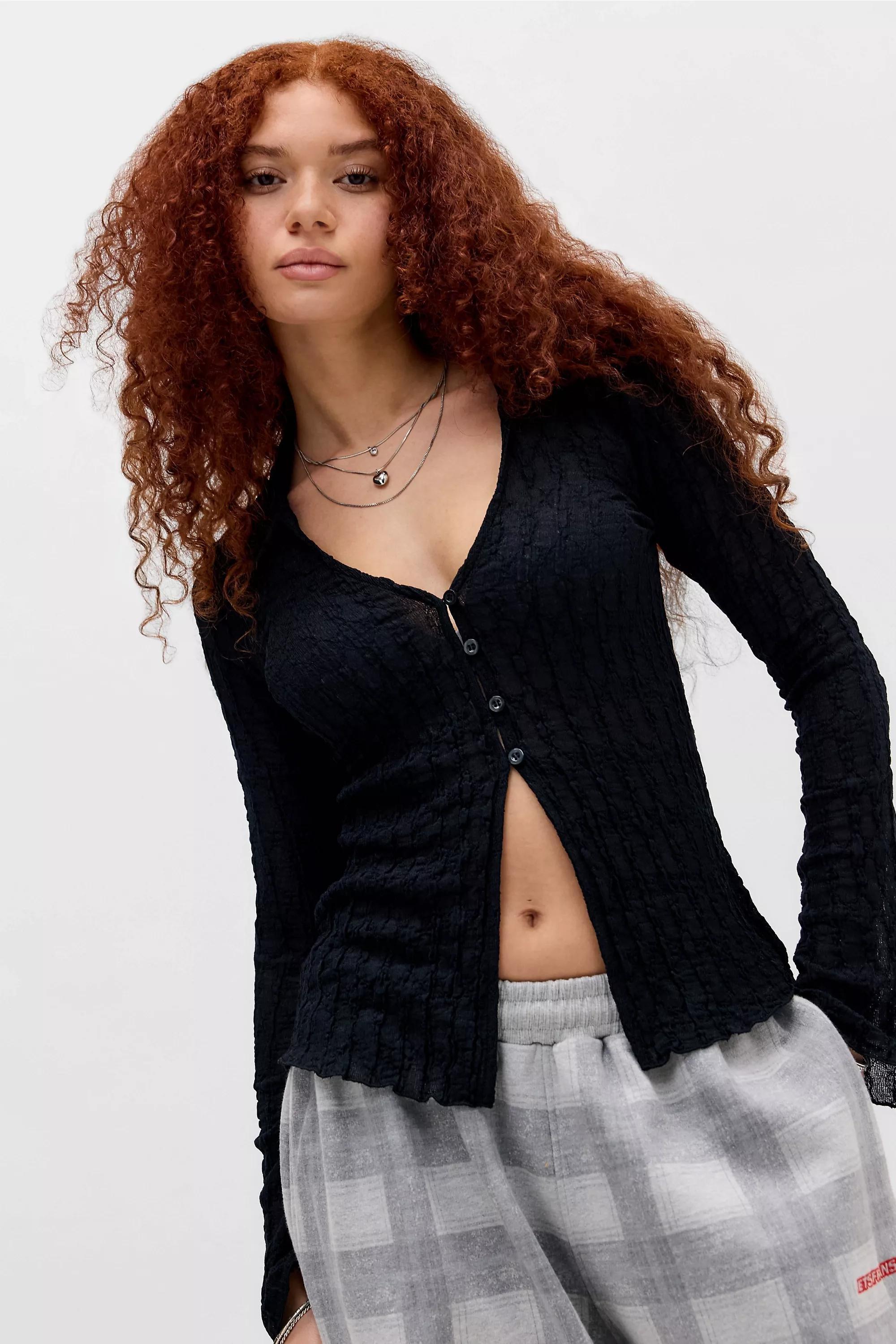 Black Kimchi Blue Maisie Textured Shirt, BLK, large image number 0