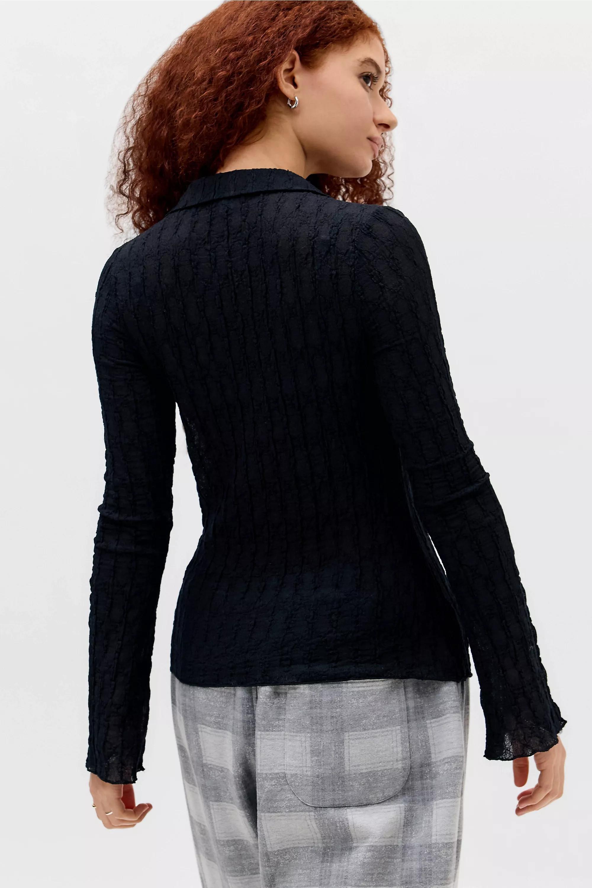 Black Kimchi Blue Maisie Textured Shirt, BLK, large image number 3