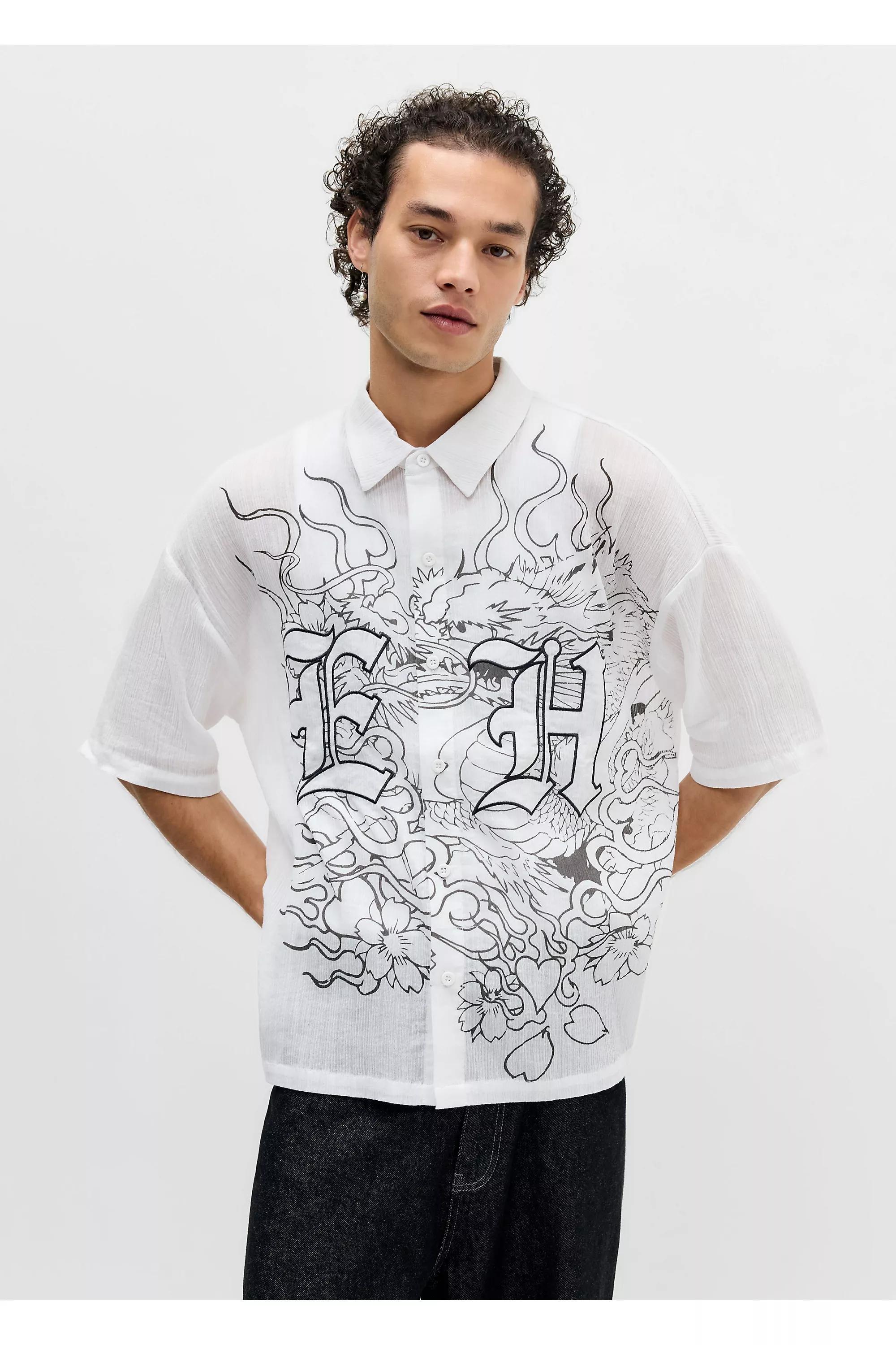 White Ed Hardy Uo White Gothic Shirt, WHT, large image number 0