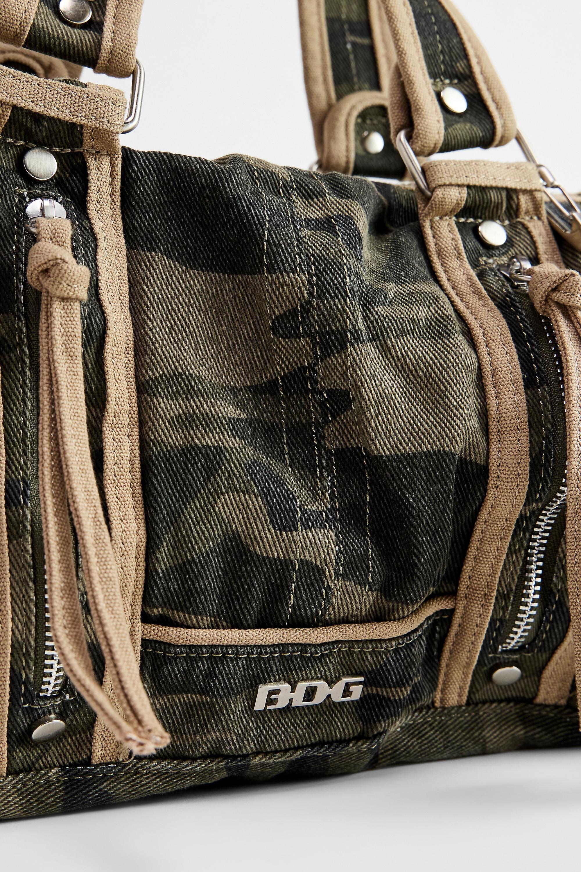 Khaki Bdg Mixed Media Canvas Shoulder Bag, KHAKI, large image number 3