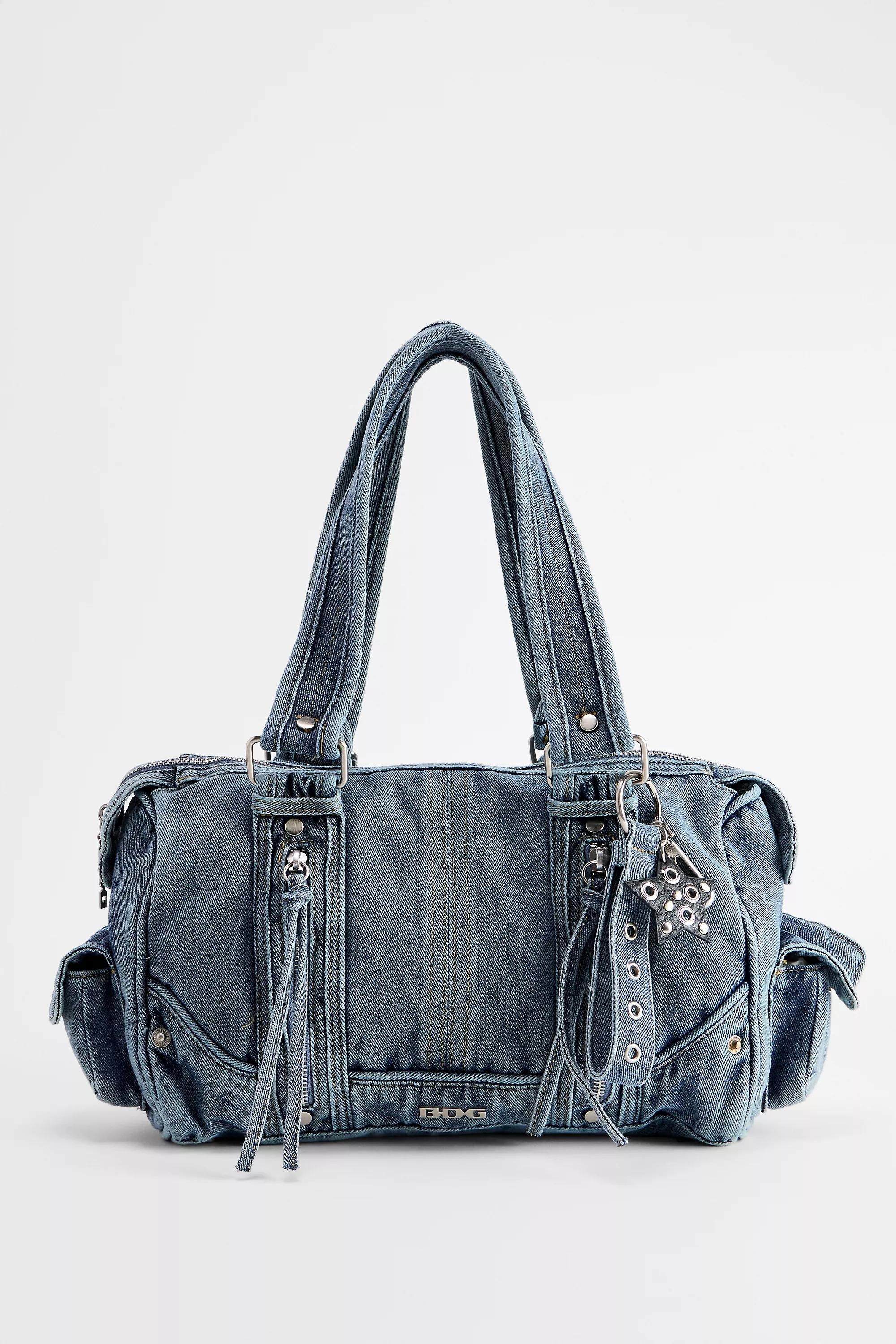 Blue Denim Light Bdg Mix Media Denim Shoulder Bag, DENIM L, large image number 1