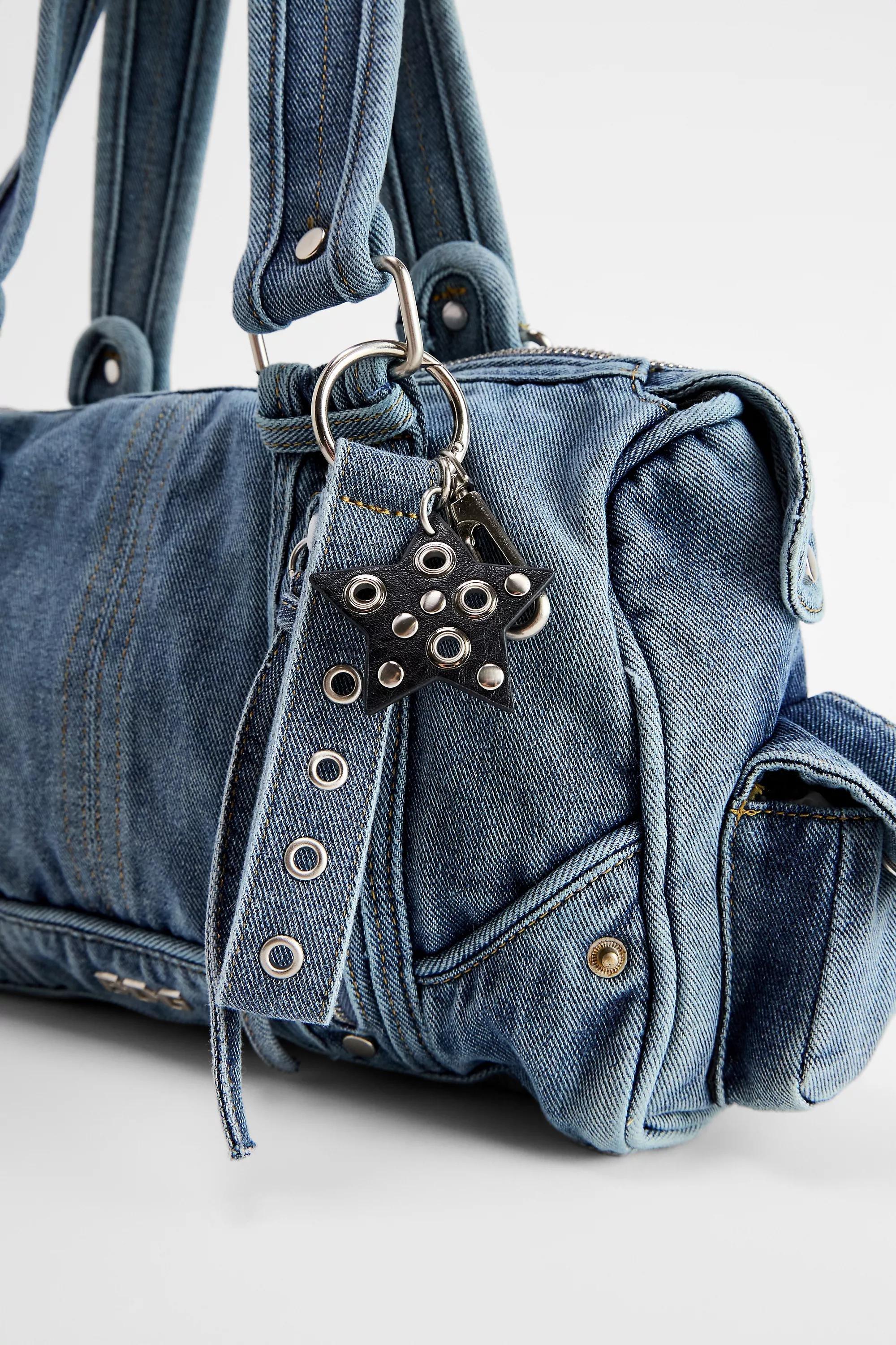 Blue Denim Light Bdg Mix Media Denim Shoulder Bag, DENIM L, large image number 3