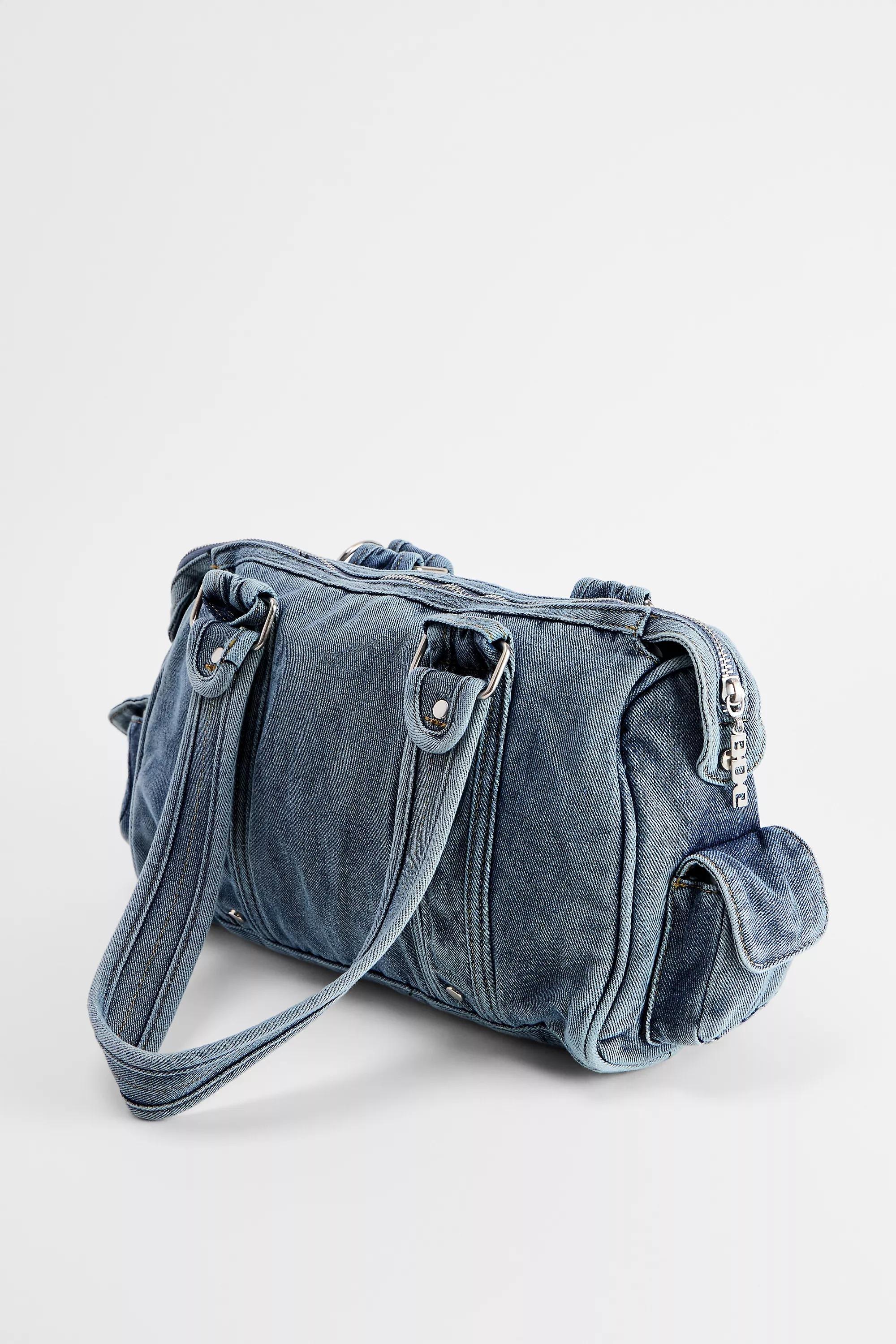 Blue Denim Light Bdg Mix Media Denim Shoulder Bag, DENIM L, large image number 4