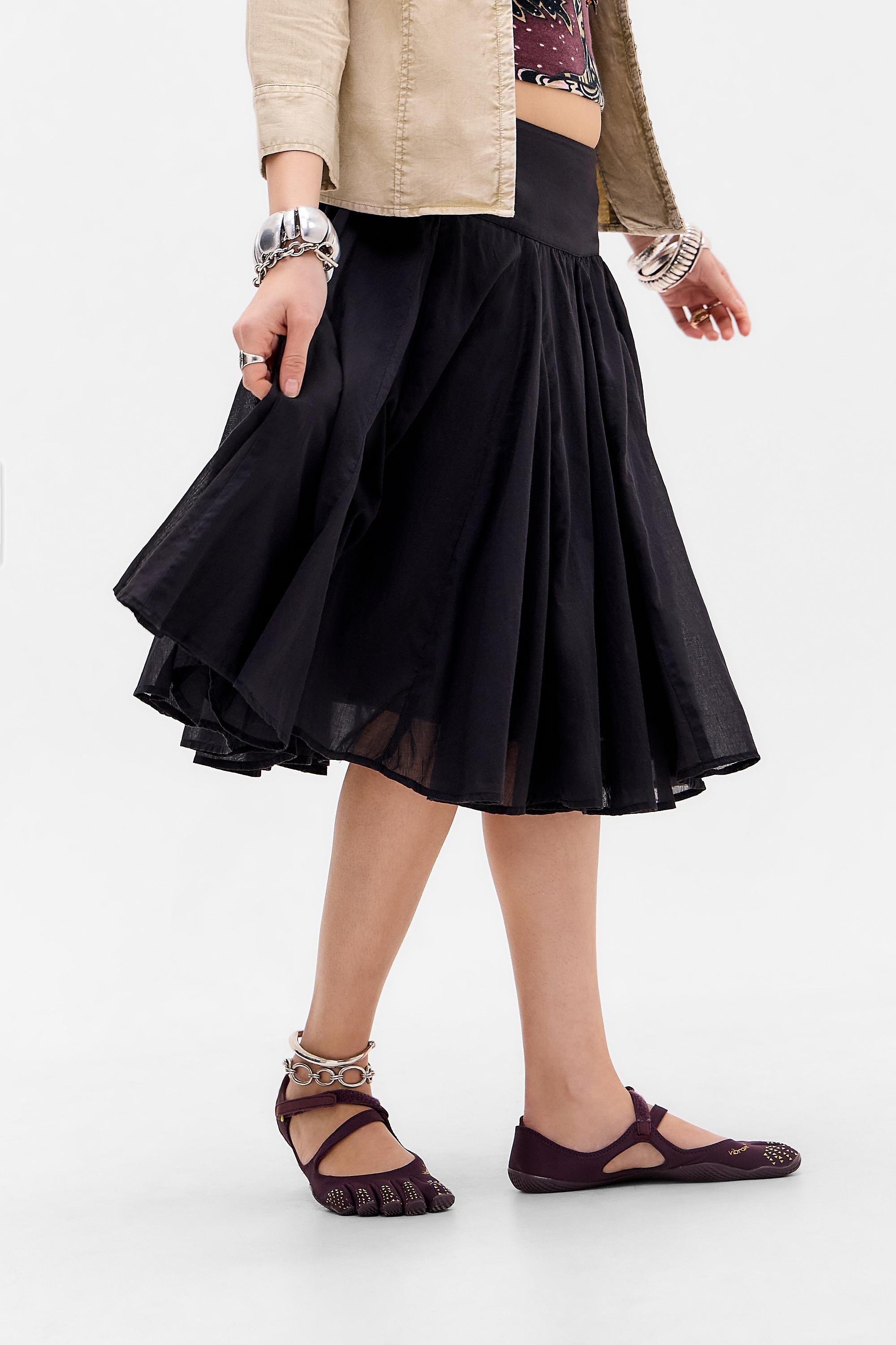 Black Uo Olga Voile Midi Skirt, BLK, large image number 0