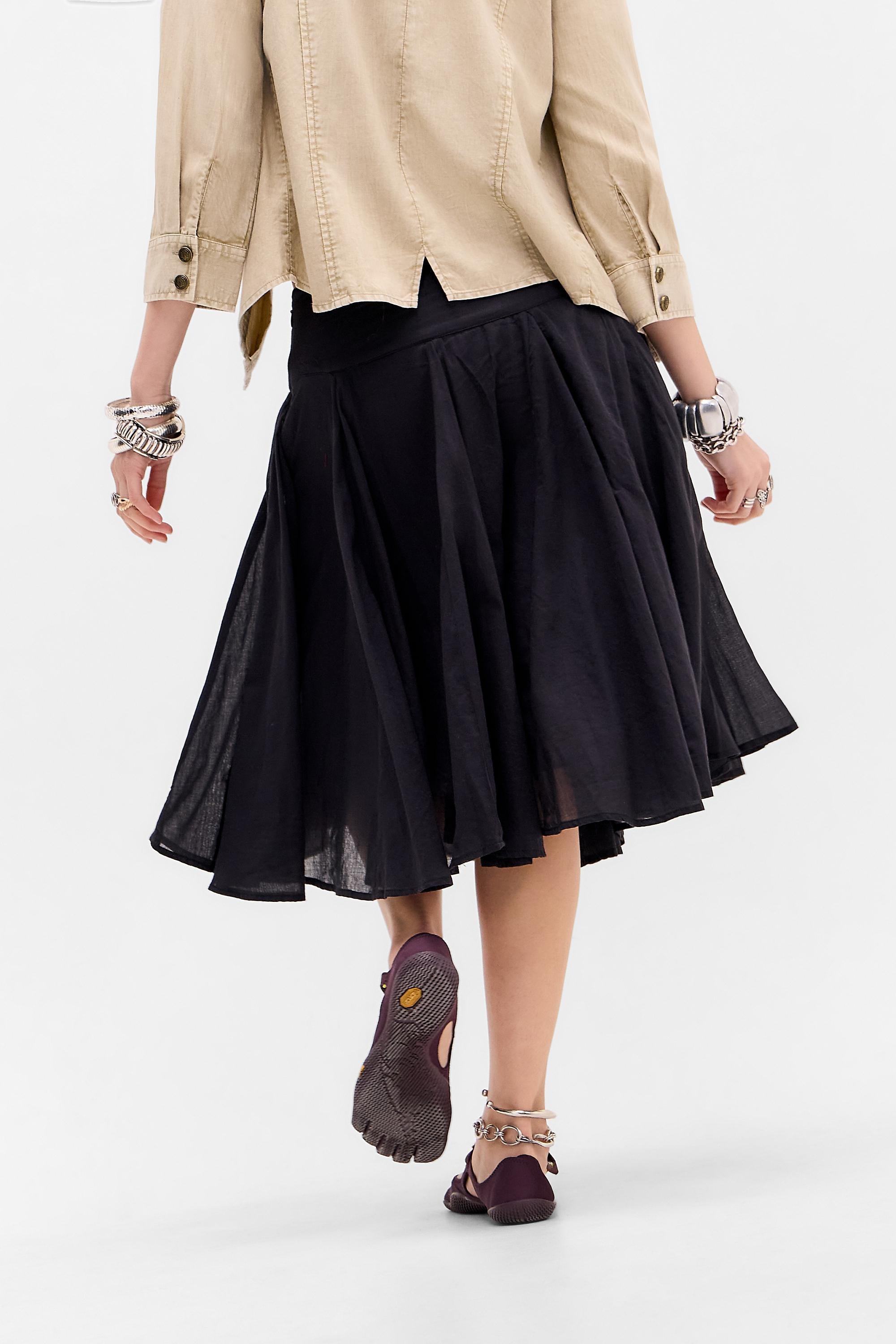 Black Uo Olga Voile Midi Skirt, BLK, large image number 3