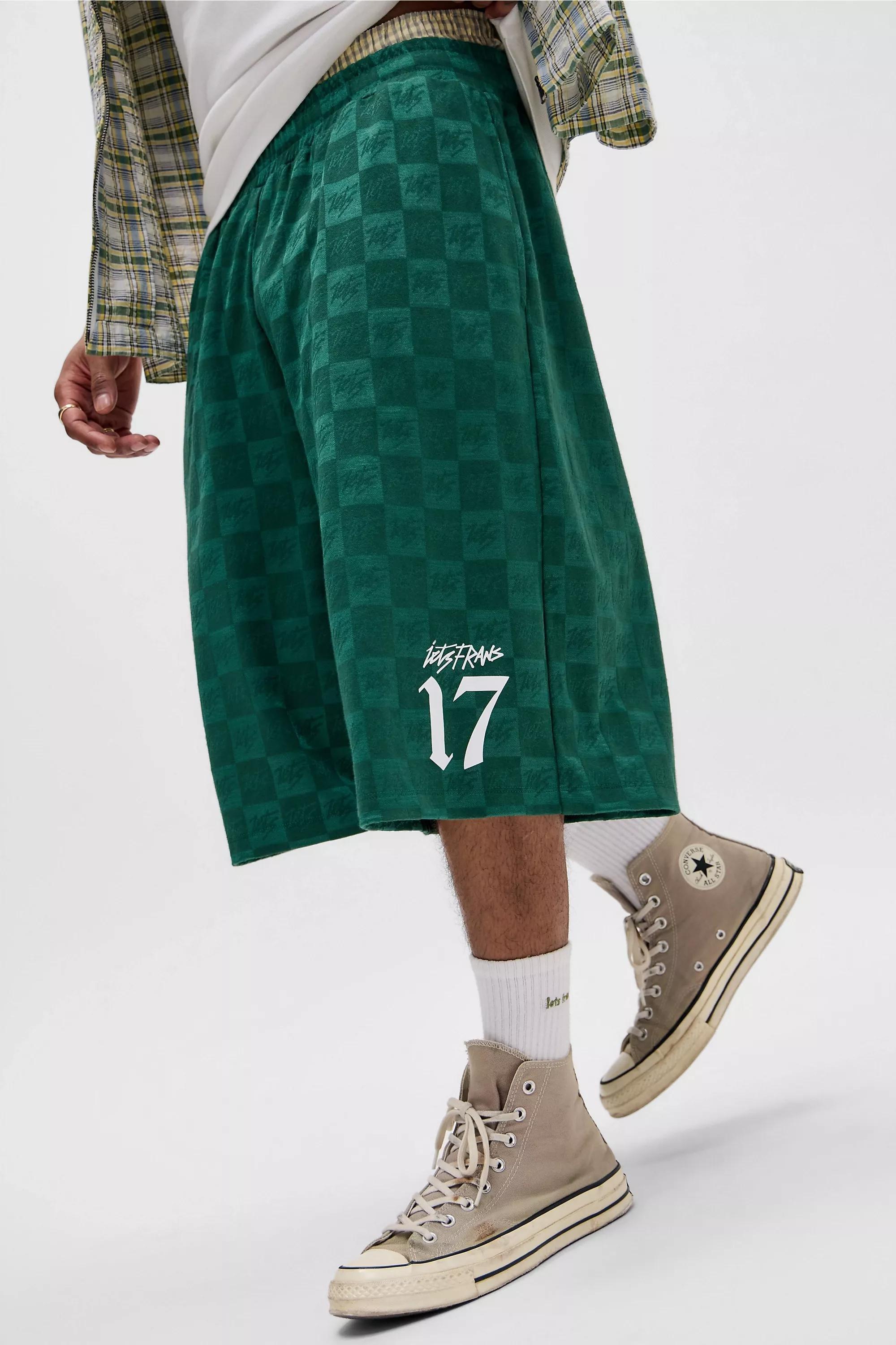 GREEN iets frans... Green Check Sports Shorts, GRN, large image number 0