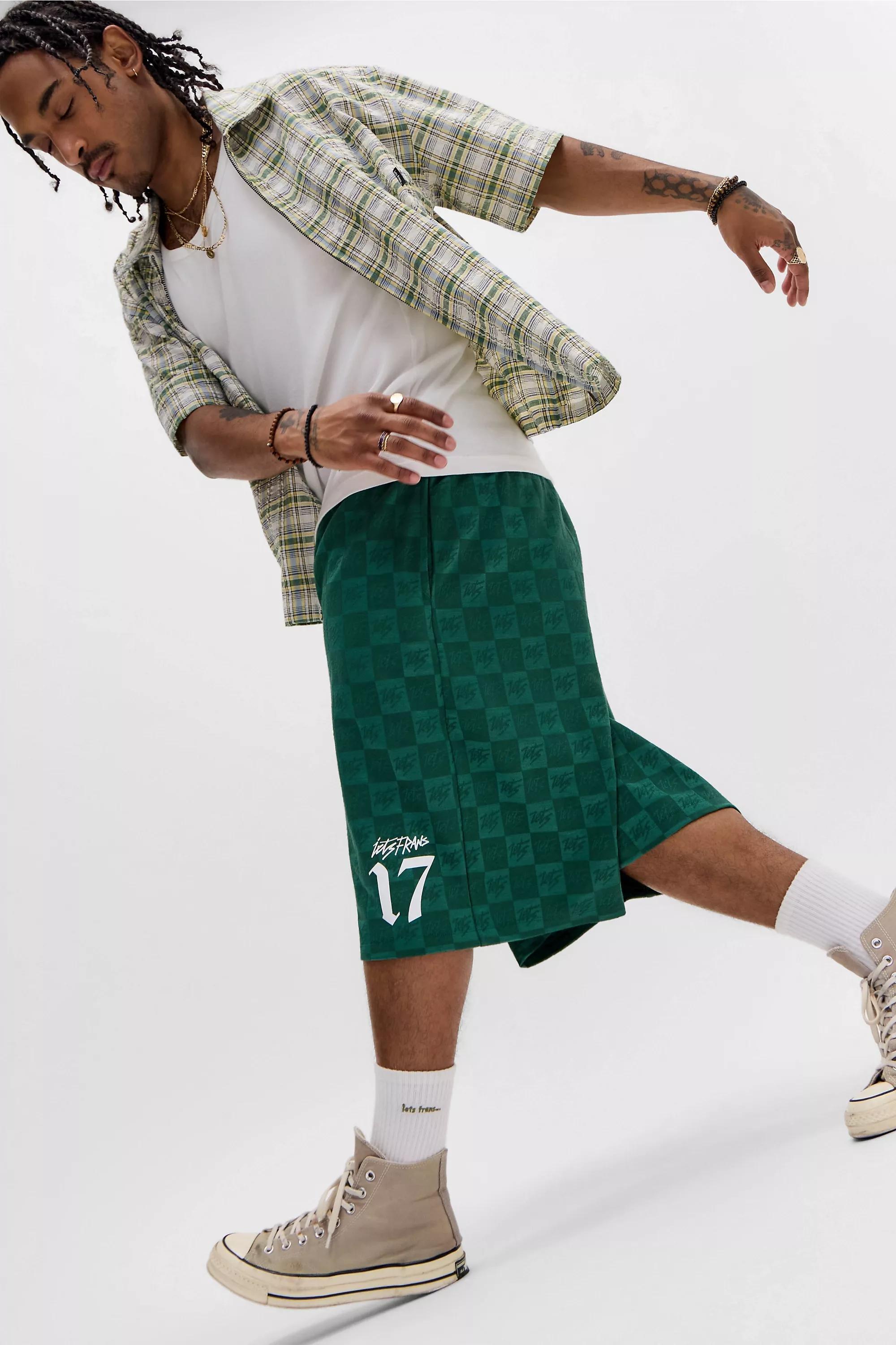 GREEN iets frans... Green Check Sports Shorts, GRN, large image number 1