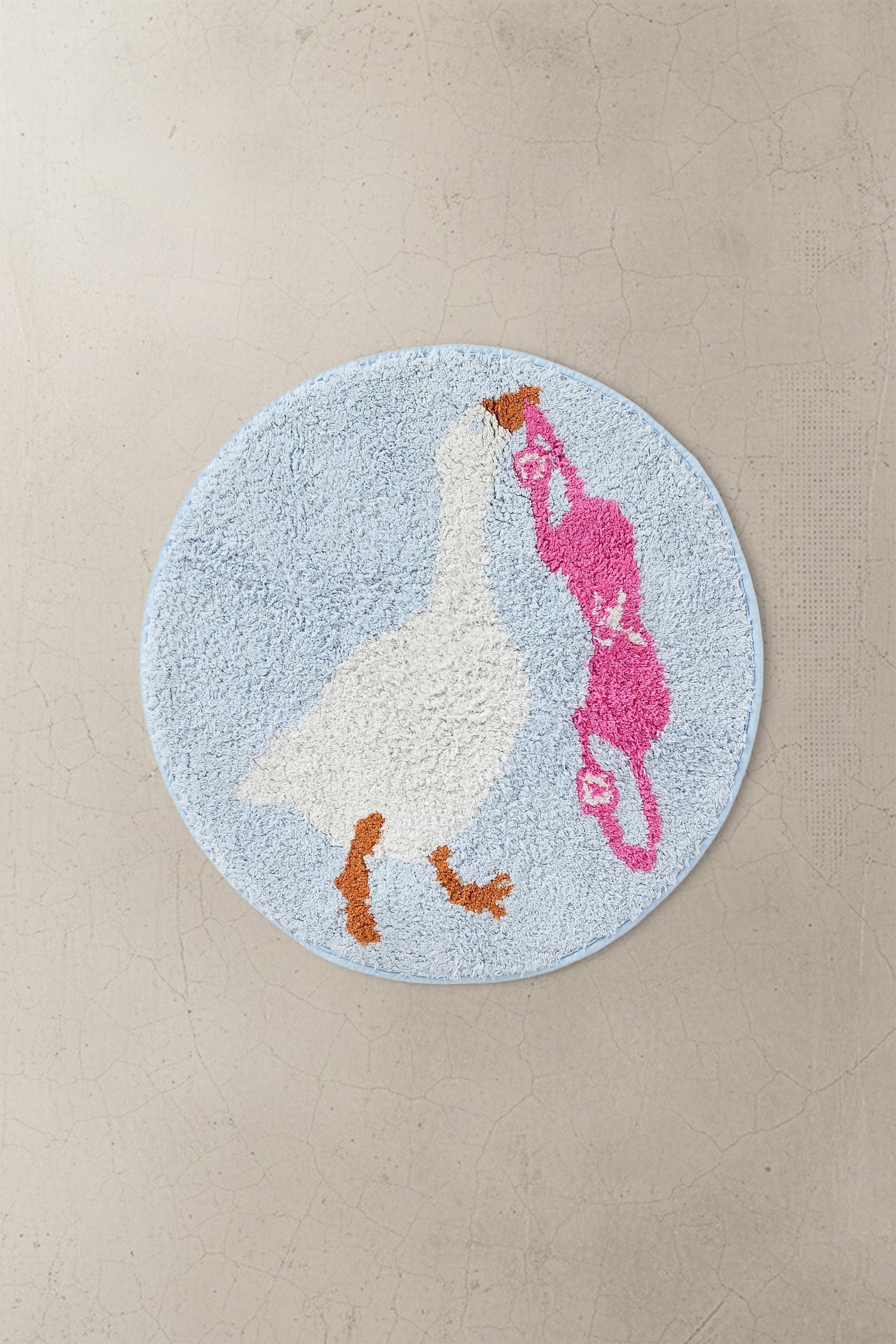 Blue Silly Goose Round Bath Mat, LT BLUE, large image number 0