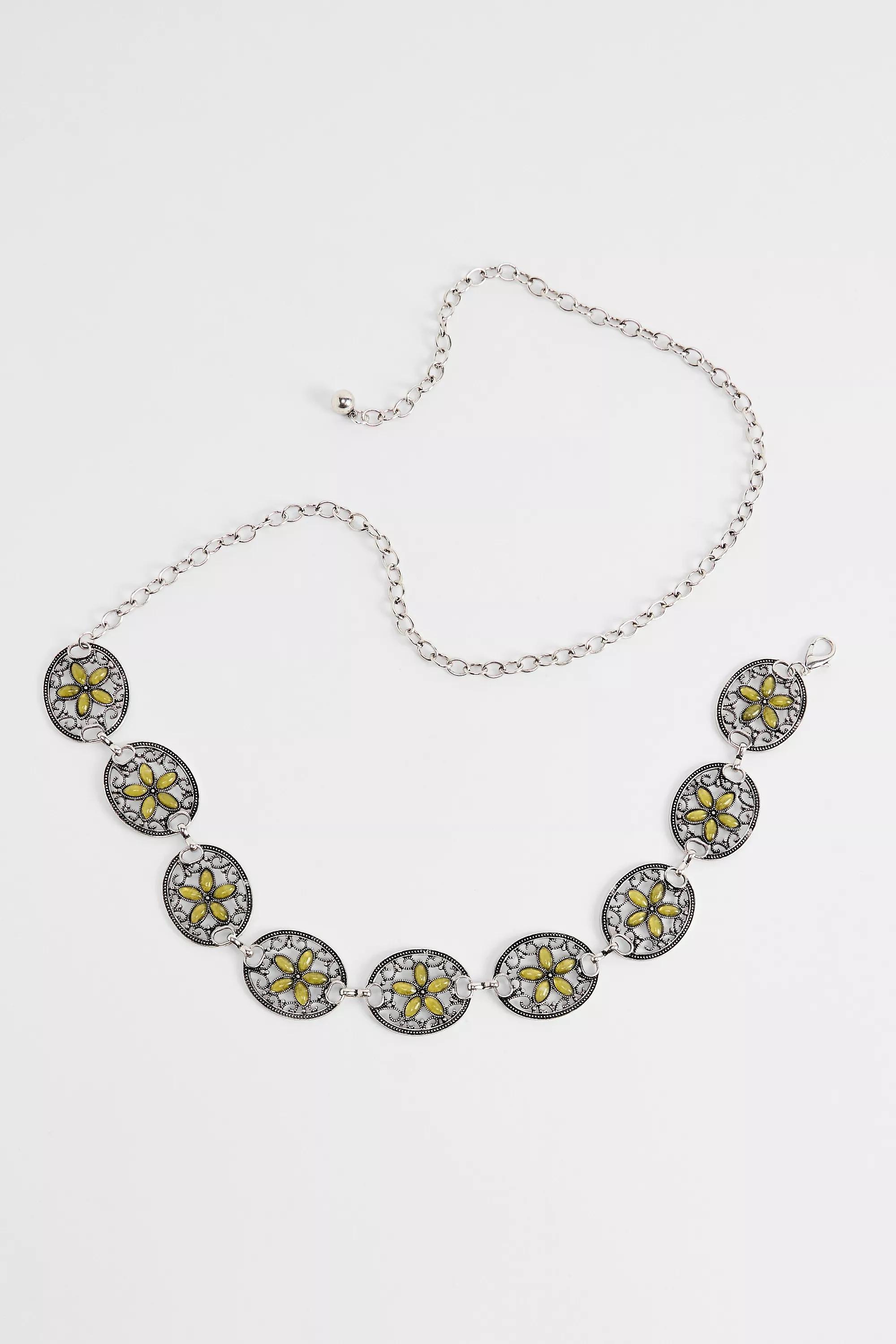 SILVER UO Flower Chain Belt, SLVR, large image number 1