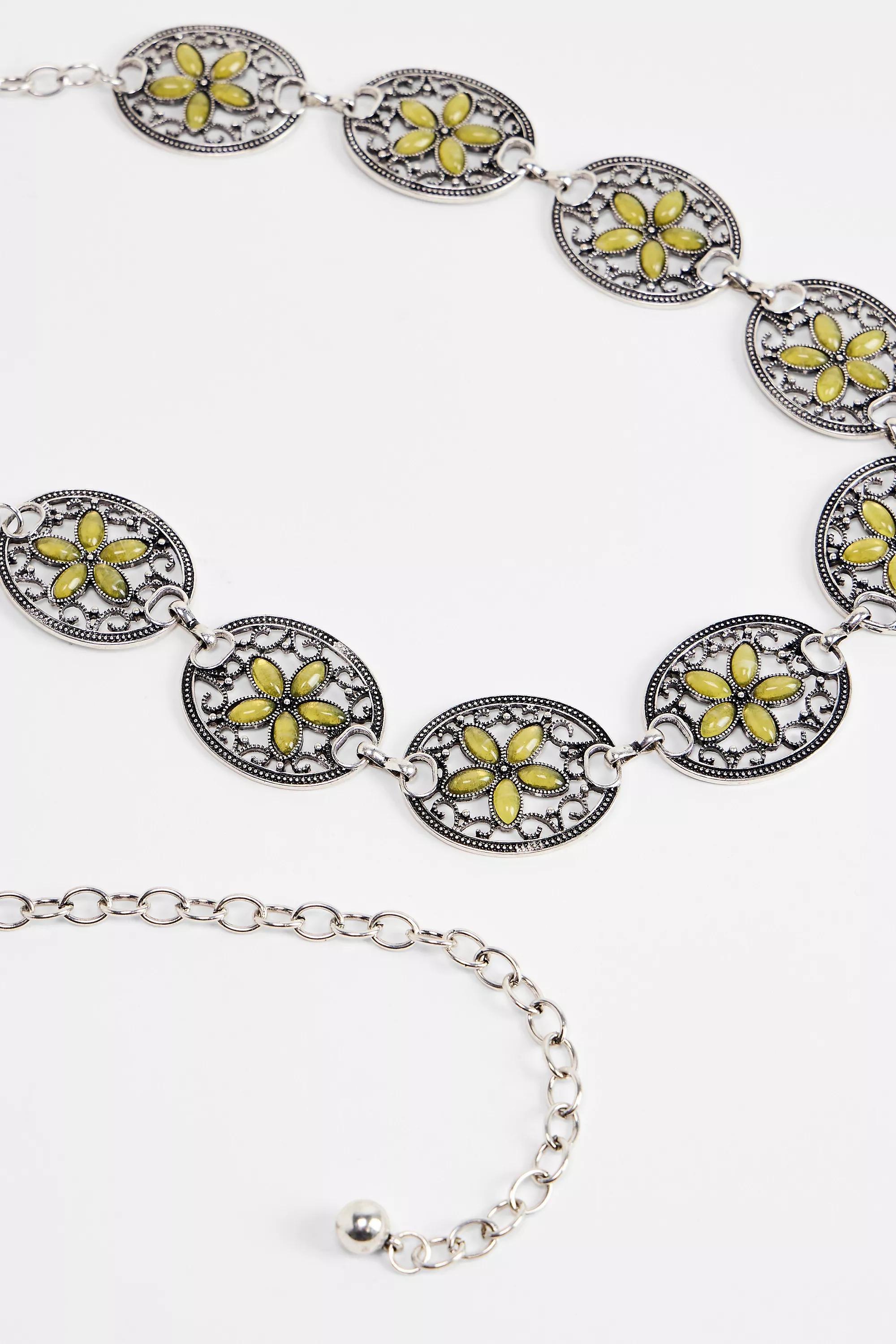 SILVER UO Flower Chain Belt, SLVR, large image number 2
