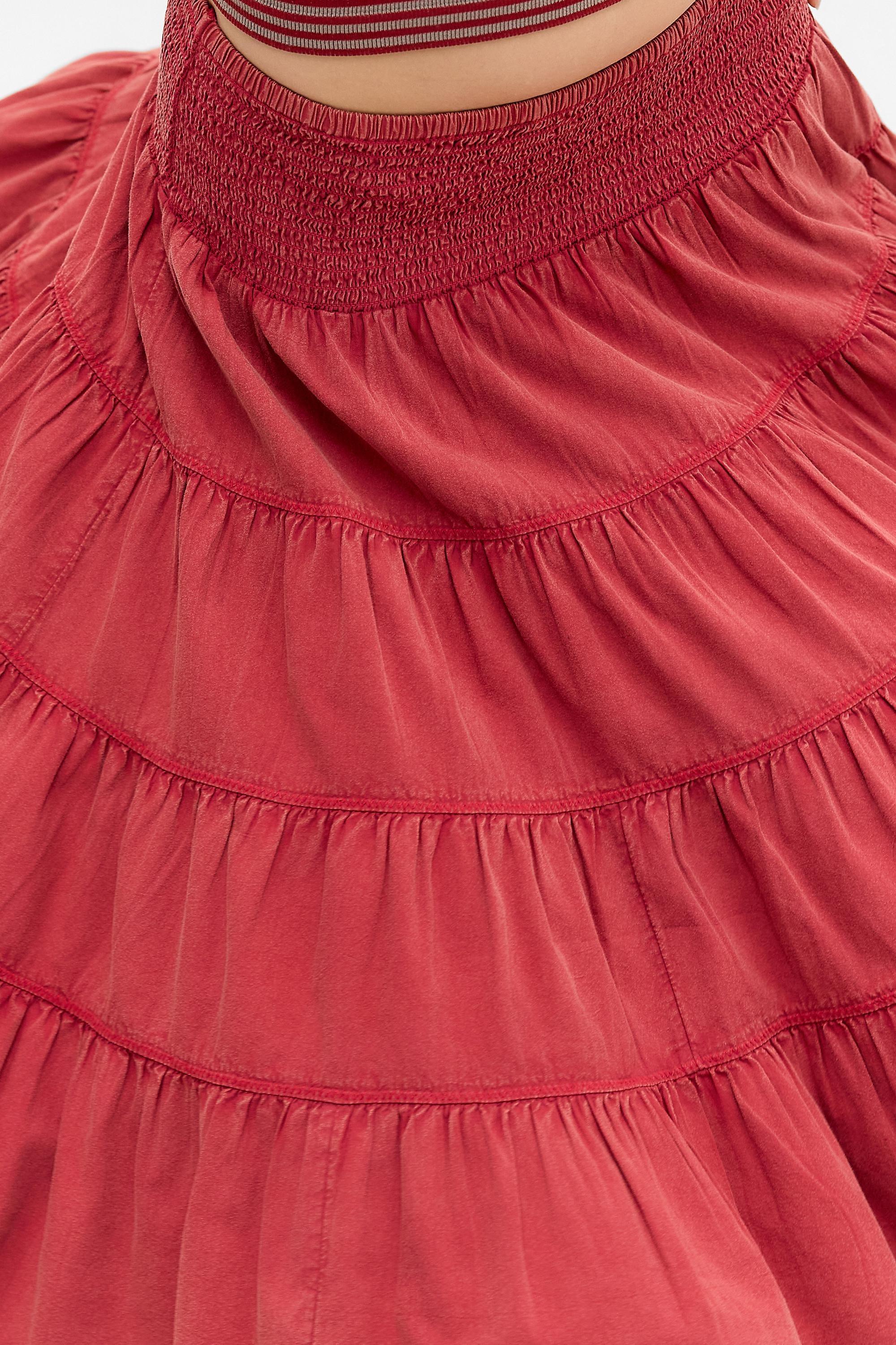 RED Kimchi Blue Bea Tiered Midi Skirt, RED, large image number 3