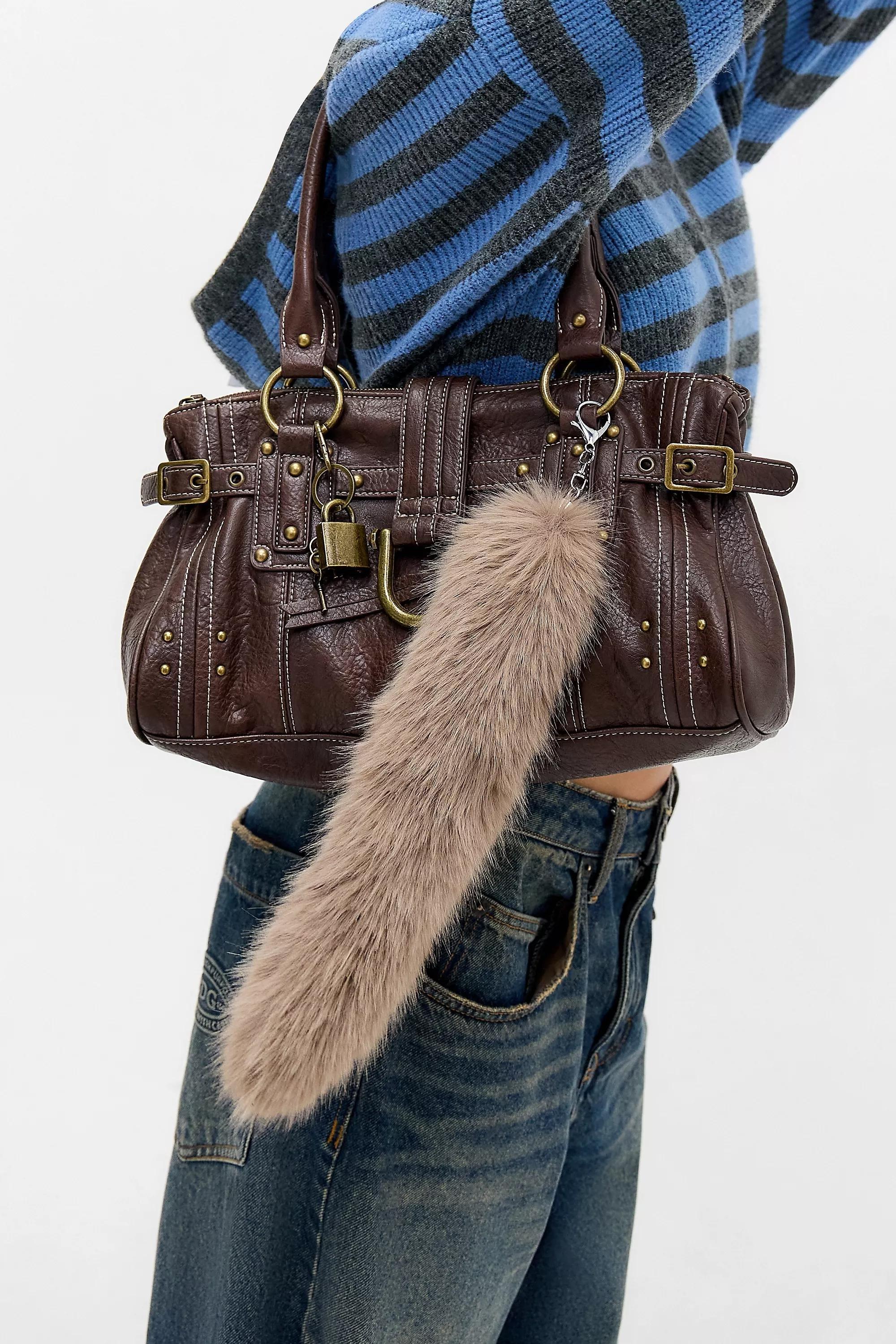 Red Uo Faux Fur Tail Keyring, NEUTR, large image number 1